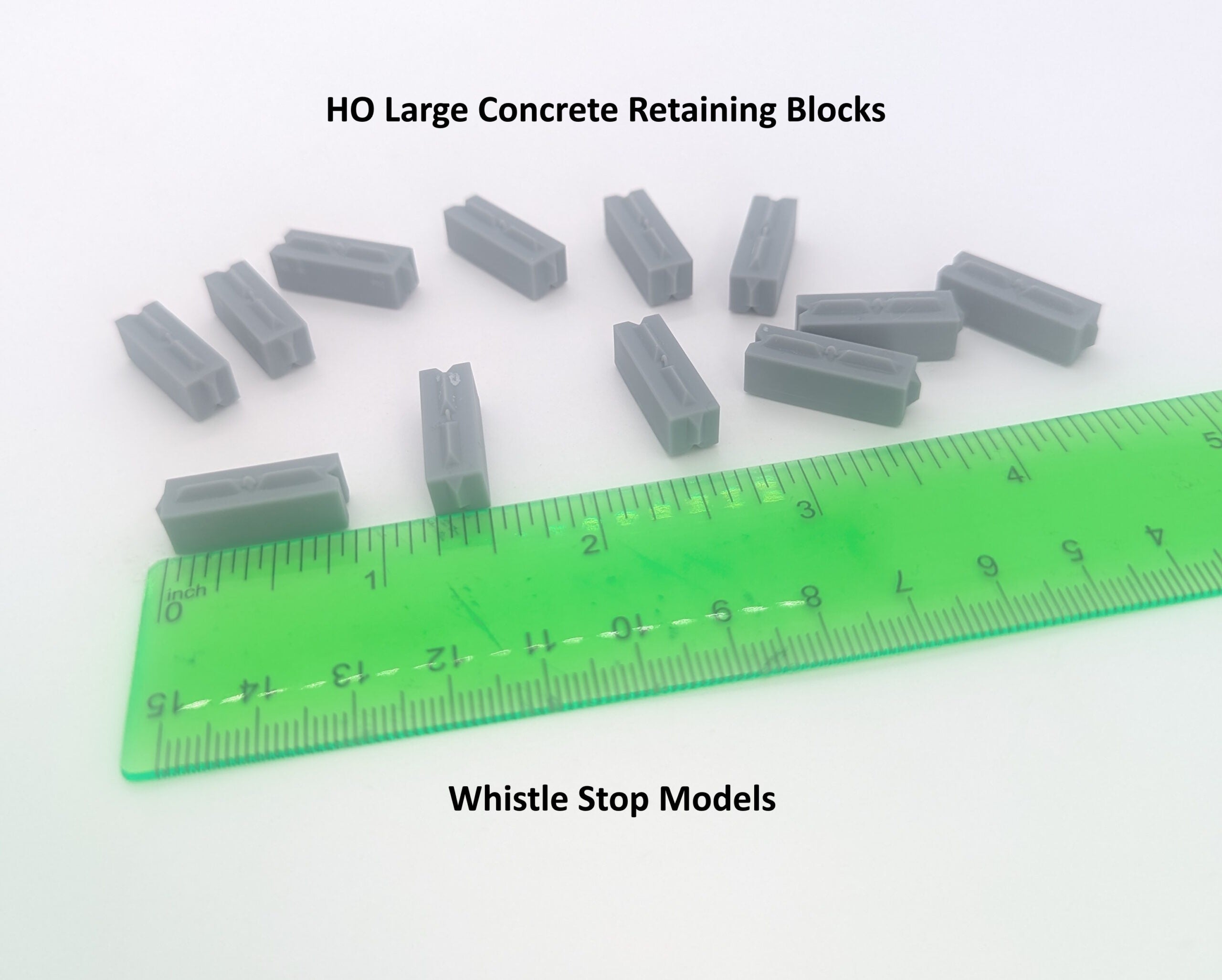 Whistle Stop Models HO2212 HO Scale Large Concrete Barrier Blocks, Resin 3D Printed, Highly Detailed (12 pcs)
