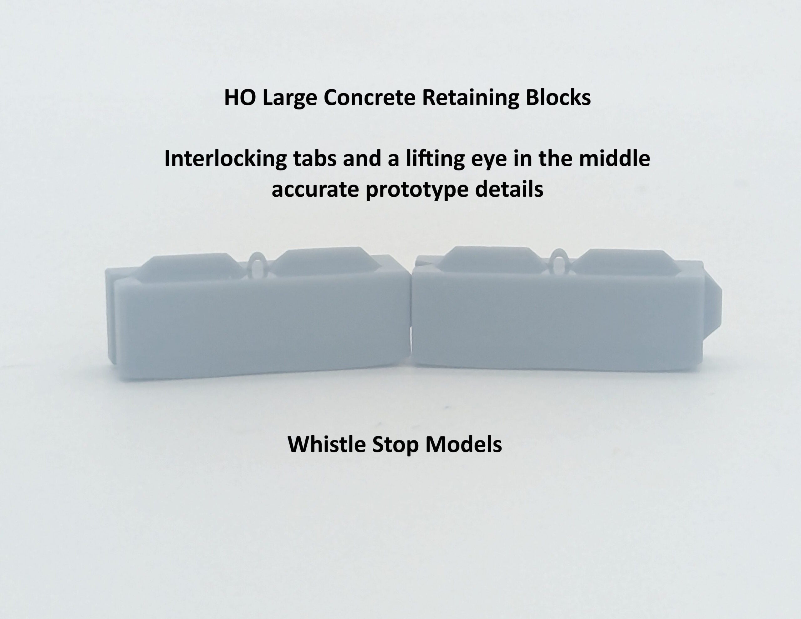 Whistle Stop Models HO2212 HO Scale Large Concrete Barrier Blocks, Resin 3D Printed, Highly Detailed (12 pcs)
