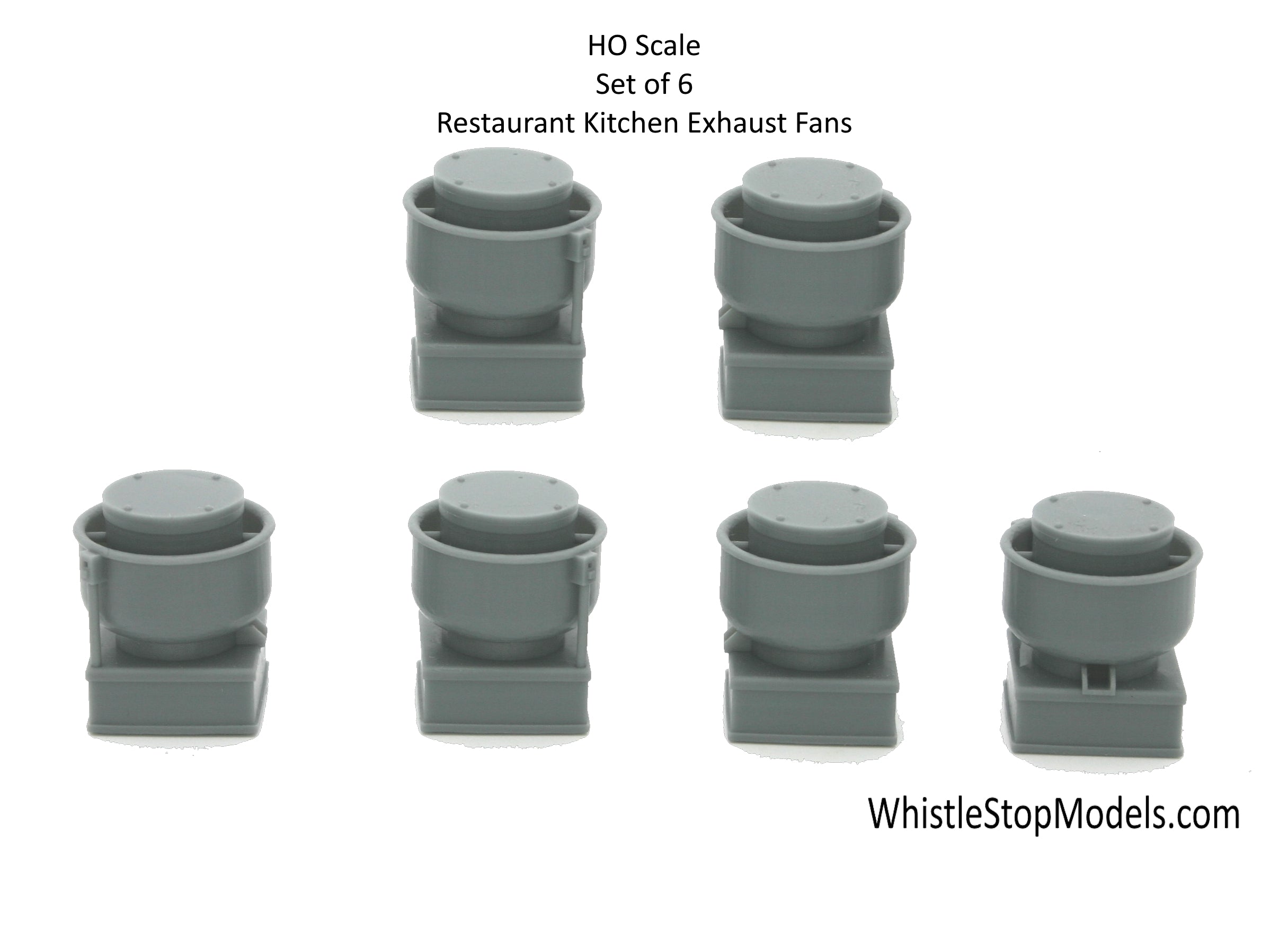Whistle Stop Models HO1033 HO Scale Restaurant Exhaust Fans, Resin 3D Printed, Highly Detailed (6 pcs)
