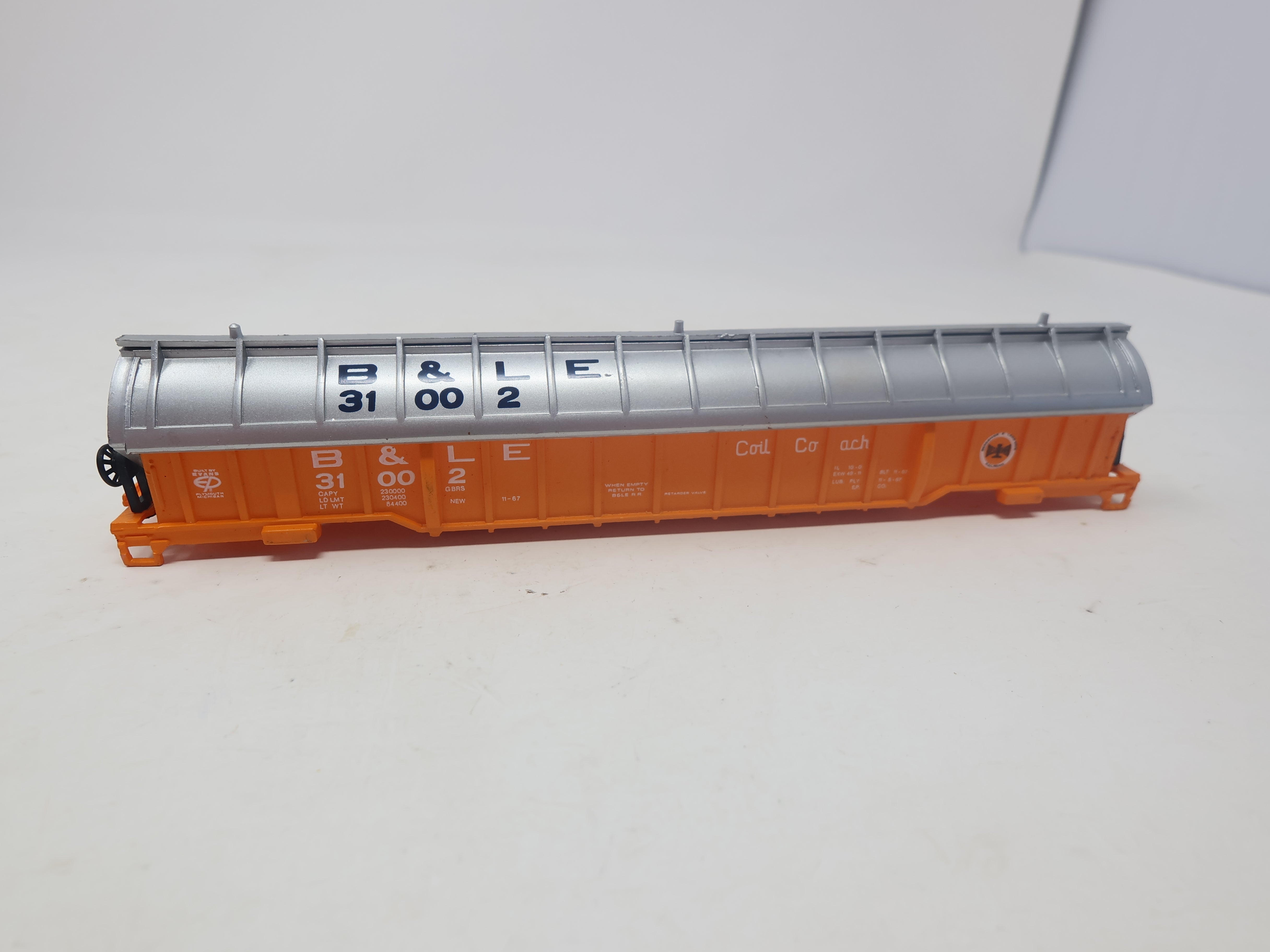 USED Bachmann HO Scale, Coil Car (missing parts), Bessemer and Lake Erie Railroad B&LE #31002