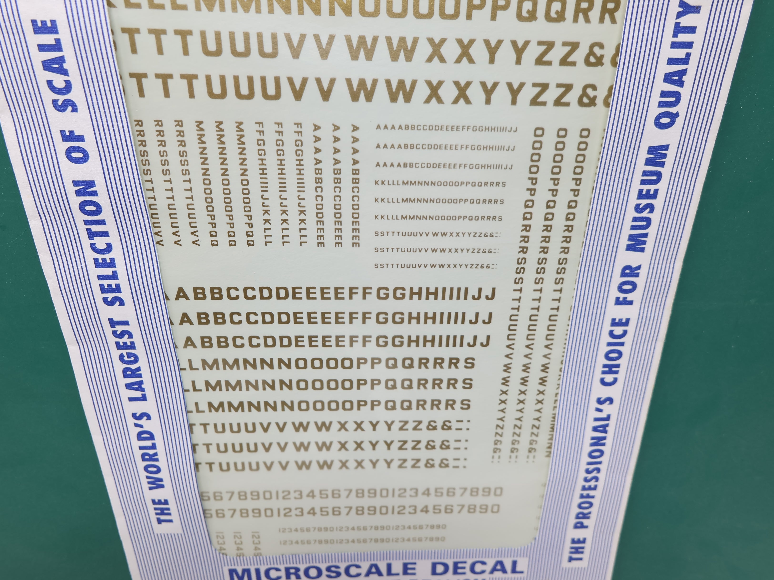 MICROSCALE 87-123-3 HO Scale Block Gothic Letters & Numbers Gold Decals