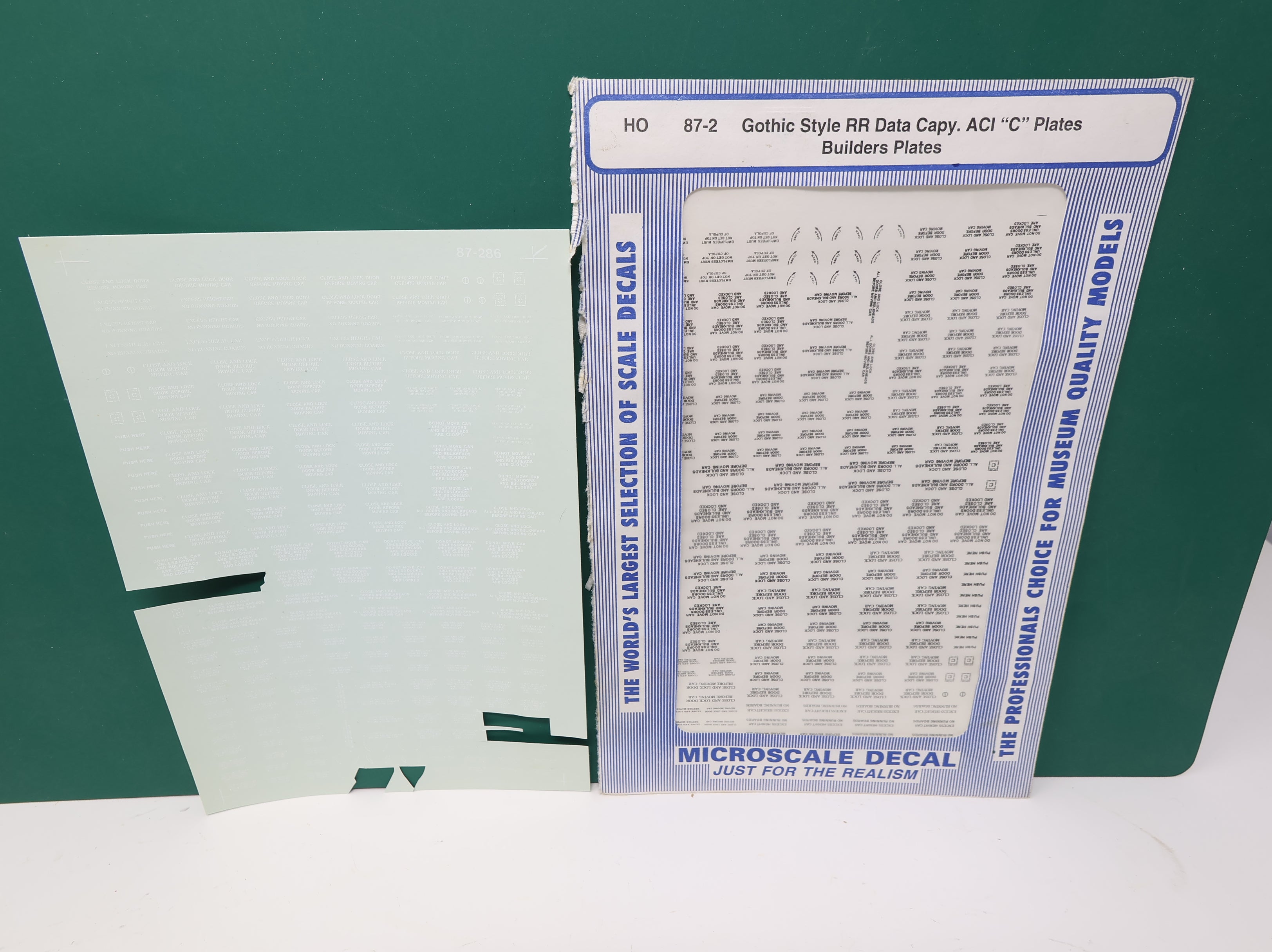 USED MICROSCALE 87-2 HO Scale Gothic Style RR Data Capy ACI C Plates Builders Plates Decals