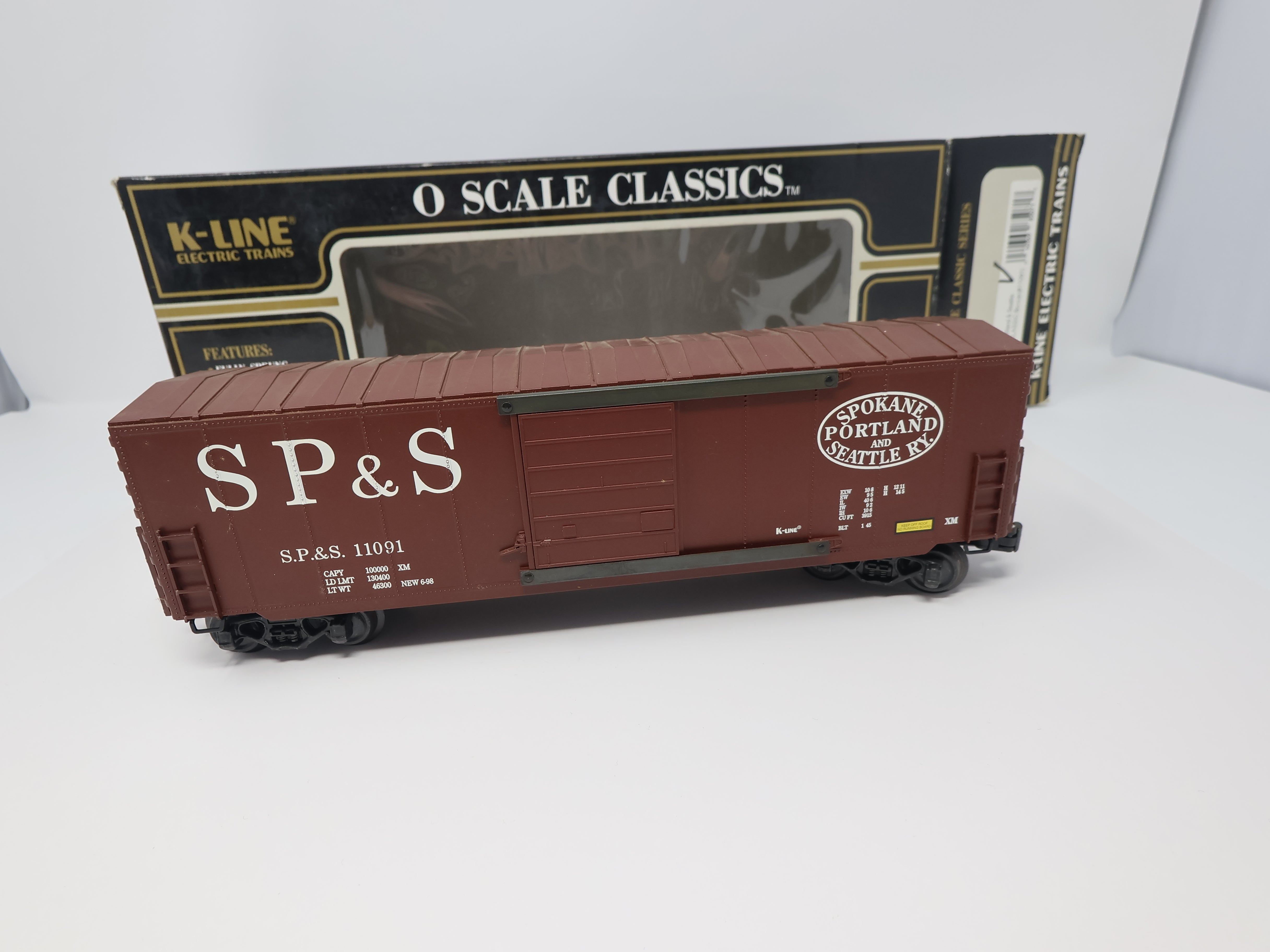 USED K-Line K764-4241 O, Classic Box Car, Spokane, Portland and Seattle Railway SP&S #11091