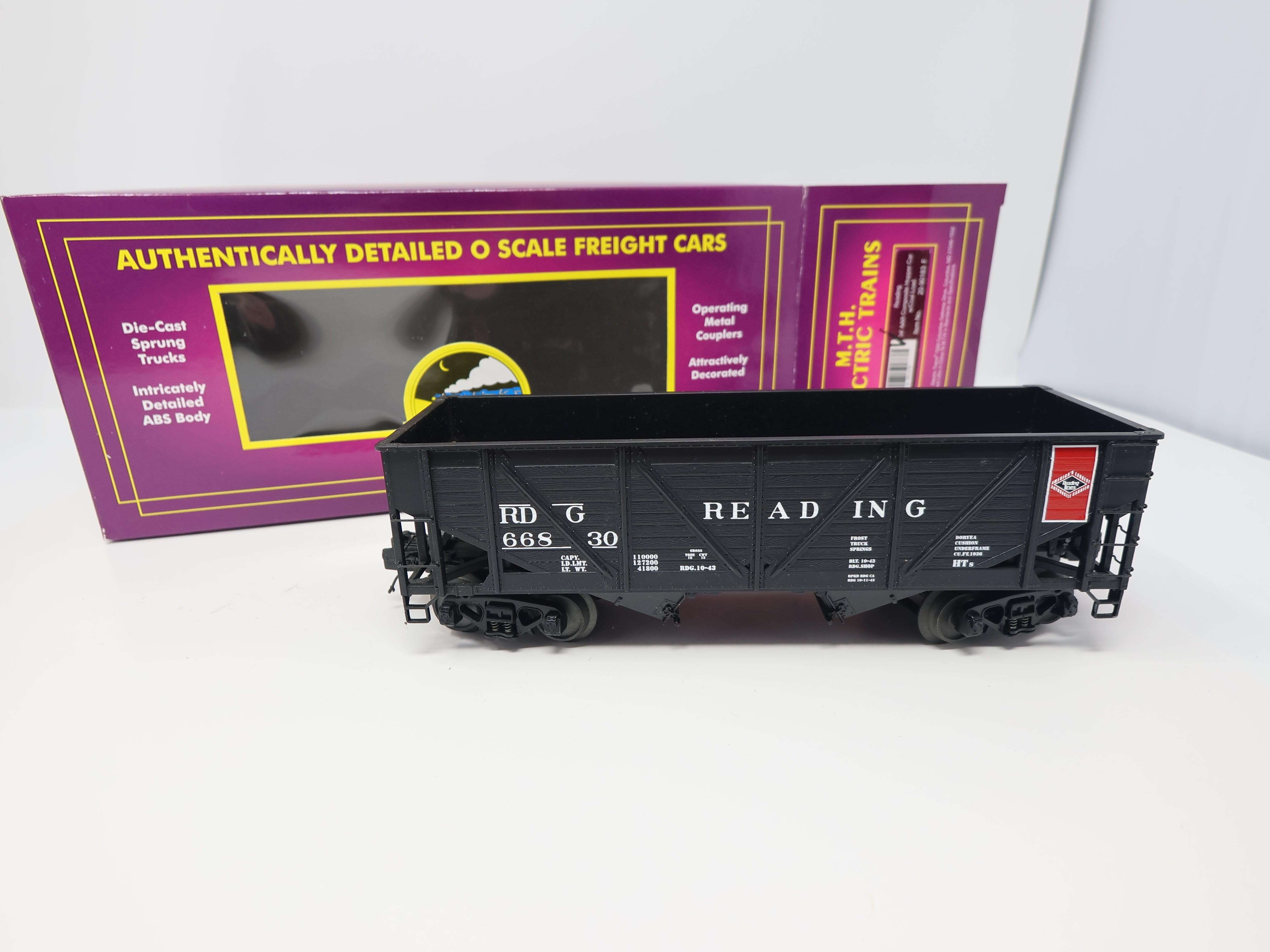 USED MTH Premier 20-90183 O, 34' AAR Composite Hopper Car, Reading RDG #66830