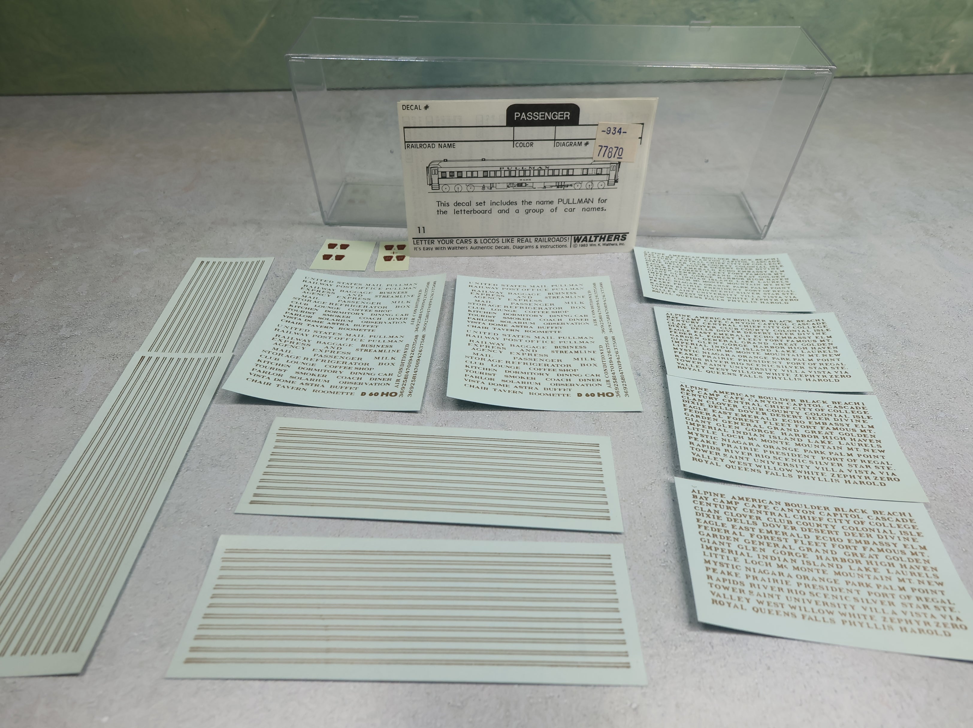 USED Walthers 77870 HO Scale PRR Passenger Car Decals (opened, 2 sets)