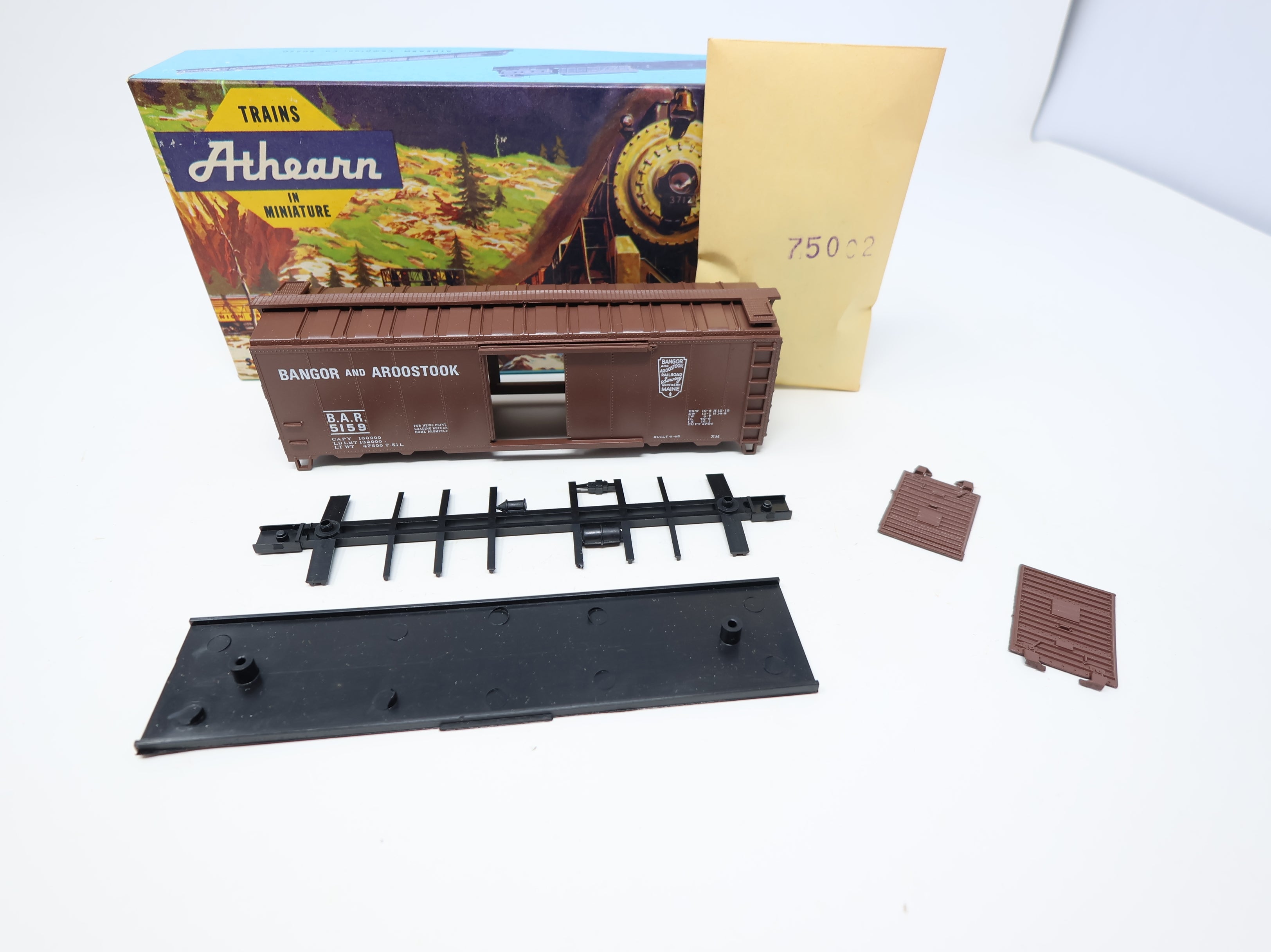 USED Athearn 1145 HO Scale 40' Steel Box Car Bangor and Aroostook BAR #5159 Bev-Bel KIT