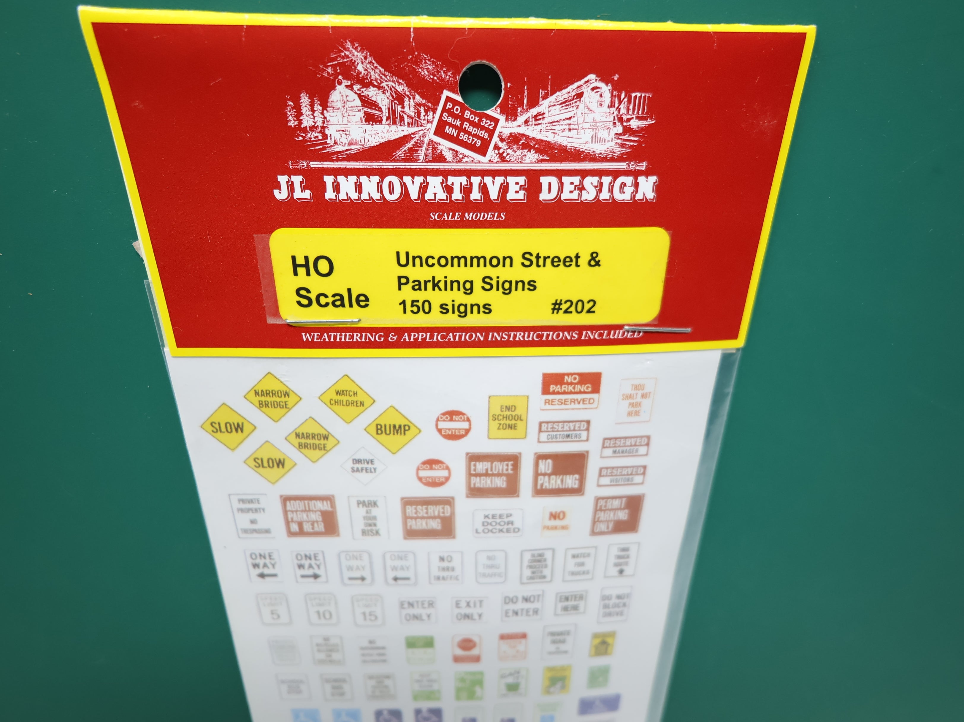 JL Innovative 202 HO Scale Uncommon Street Signs & Parking Signs (150 signs)