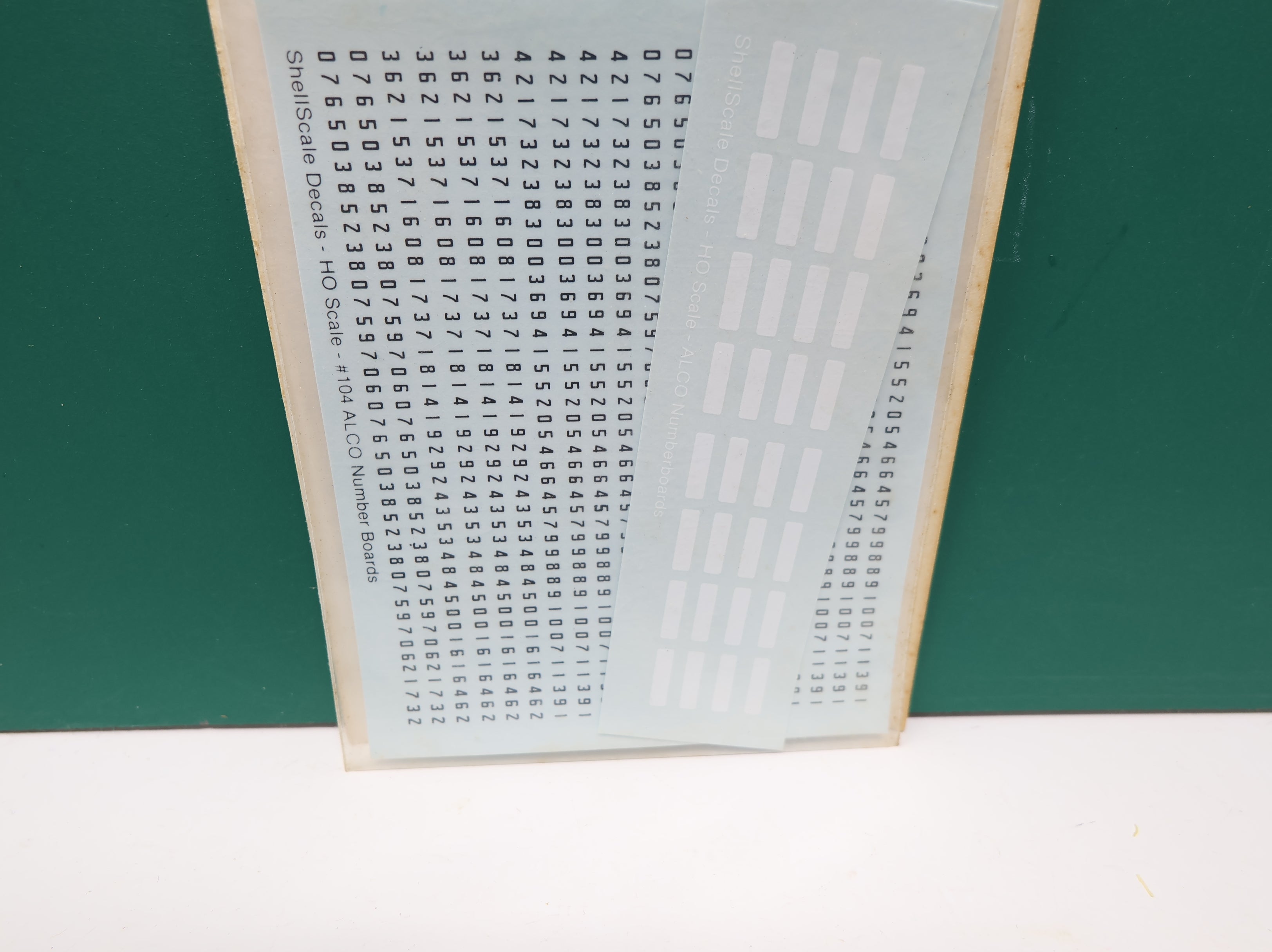 ShellScale Decals 104 HO Scale Alcom Number Boards White w/ Black Numbers Decals