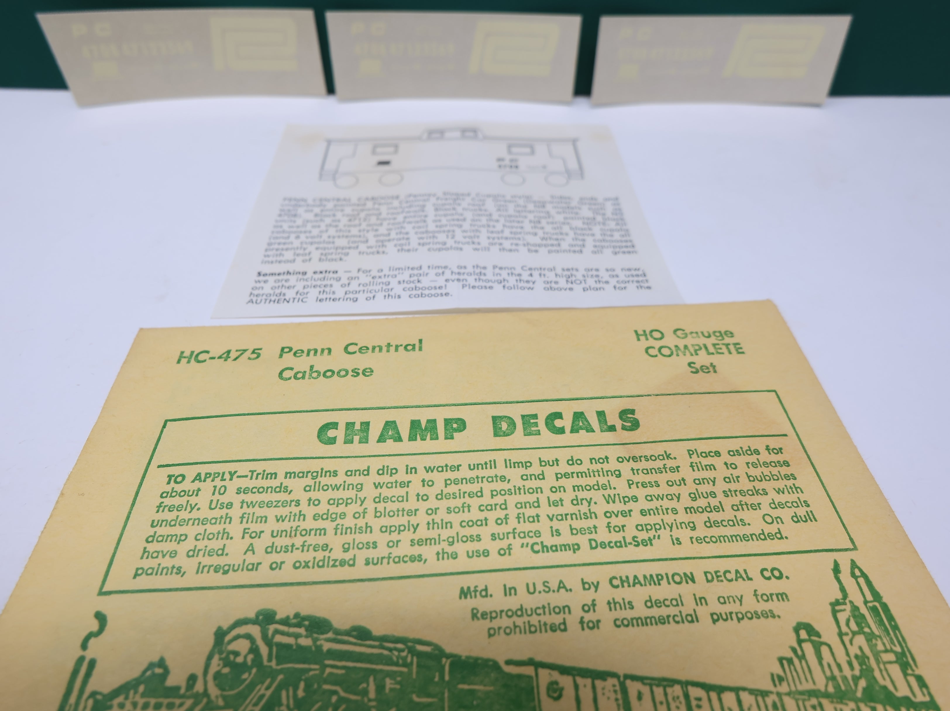 USED Champ Decals HC475 HO Scale Penn Central Caboose Decals