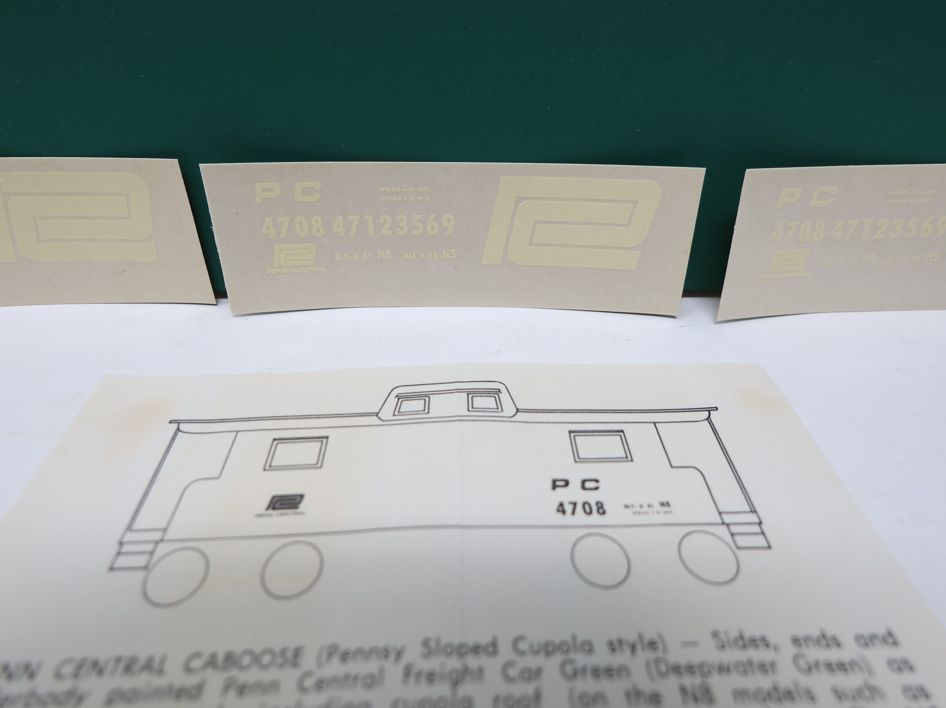 USED Champ Decals HC475 HO Scale Penn Central Caboose Decals