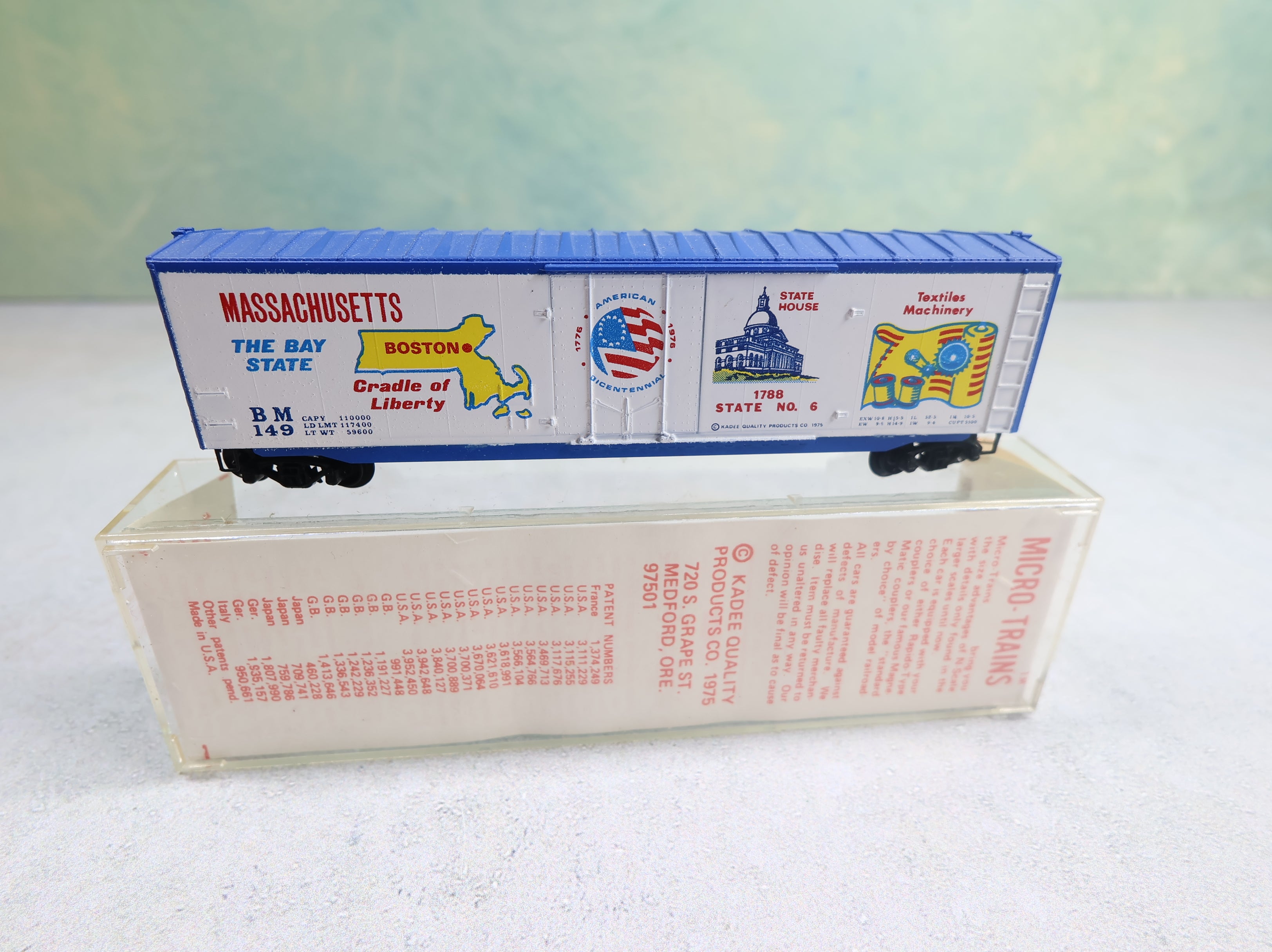 USED Micro-Trains 38010 N Scale 50' Box Car Massachusetts State Car BM #149 Knuckle Couplers