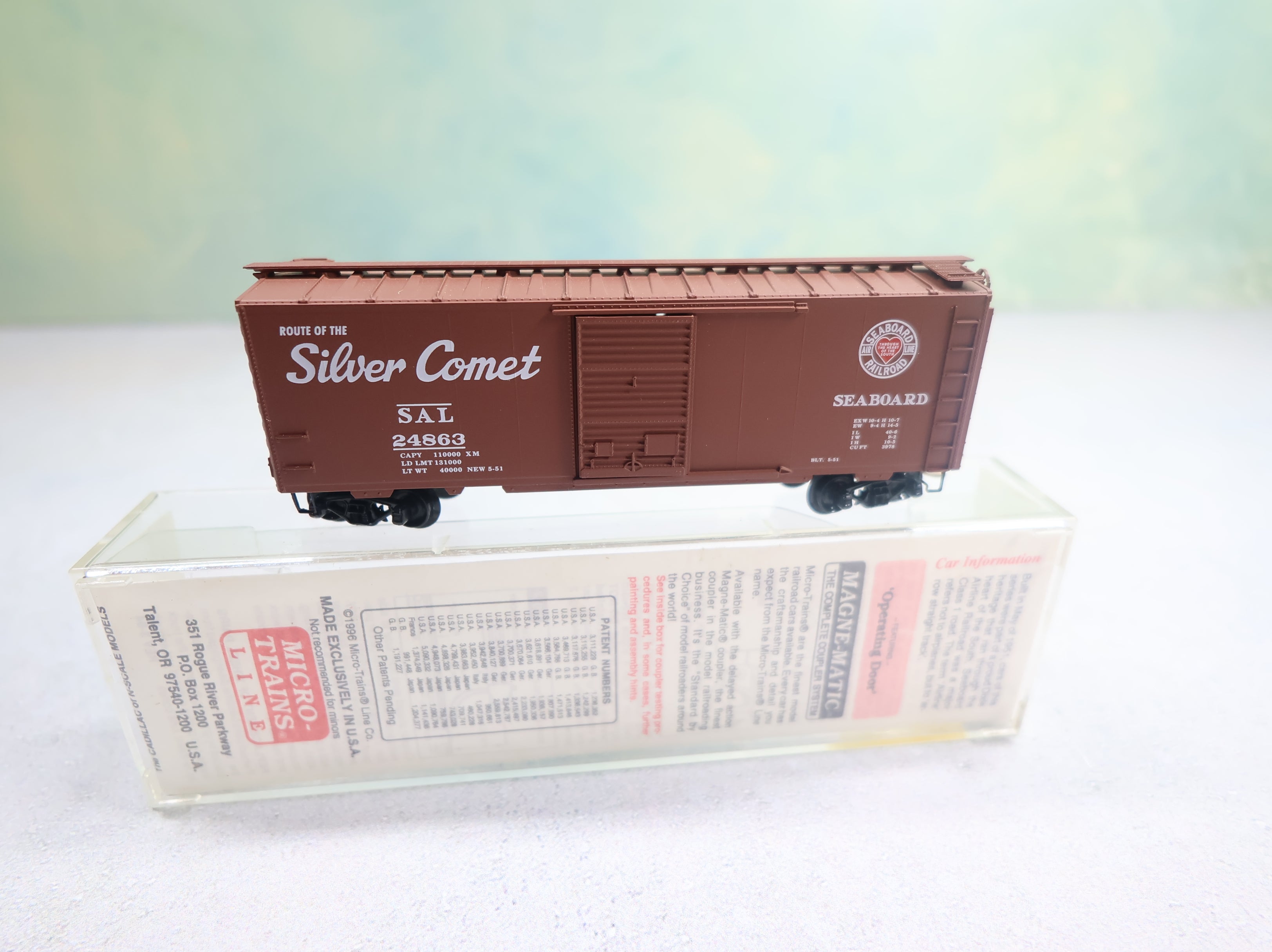 USED Micro-Trains 20660 N Scale 40' SD Box Car Seaboard Air Line SAL #24863 Knuckle Couplers