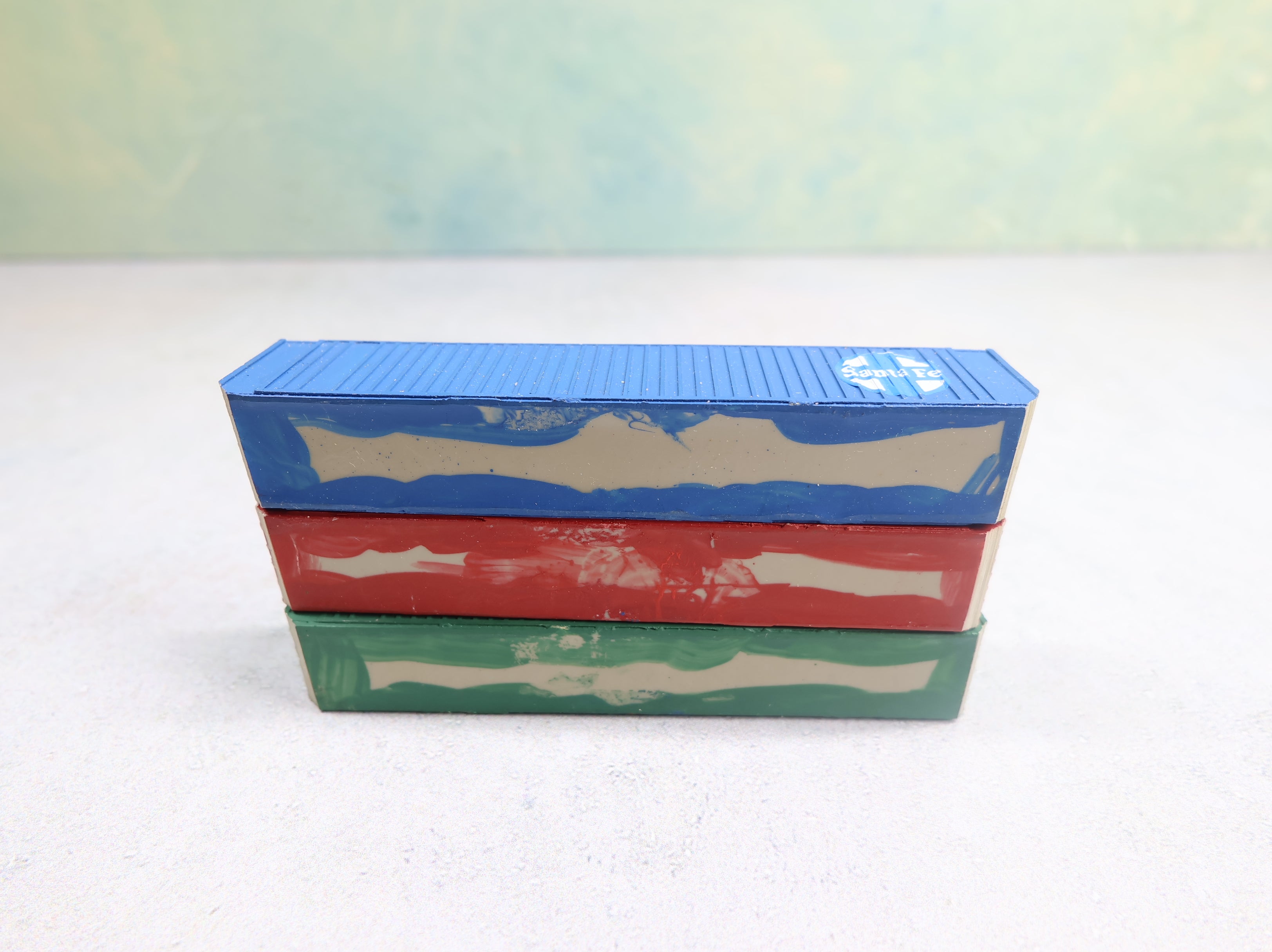 USED N Scale Lot of 3 Custom 45' Containers Santa Fe, Southern Pacific, Burlington Northern (3 pcs)