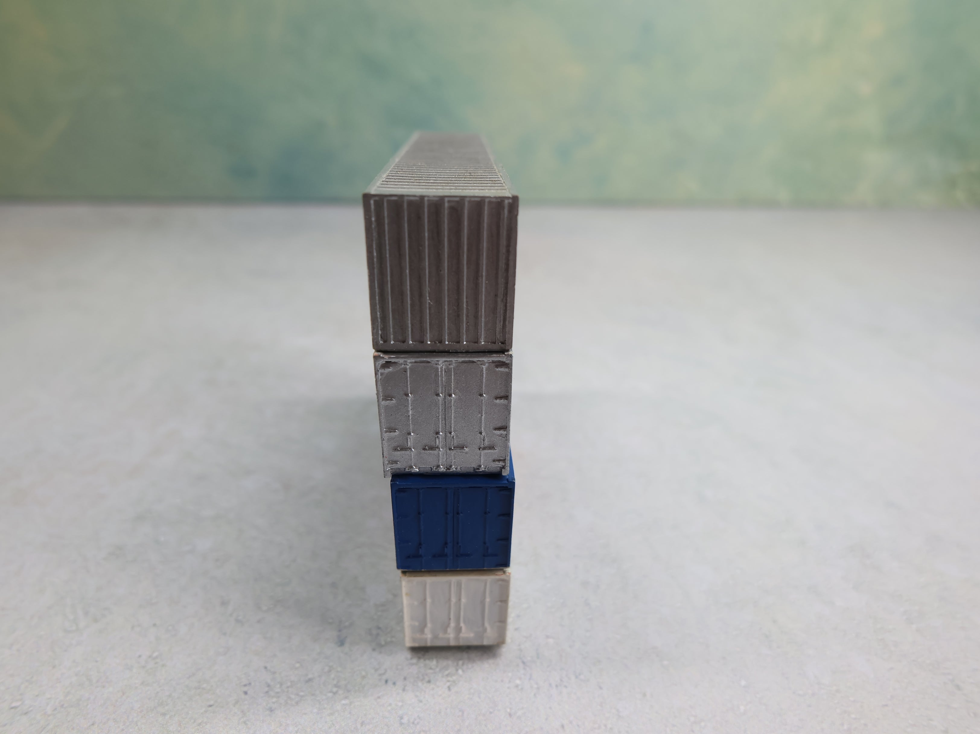 USED N Scale Lot of 3 Custom 40' Containers NP, GN, Frisco, Silver Undecorated (4 pcs)