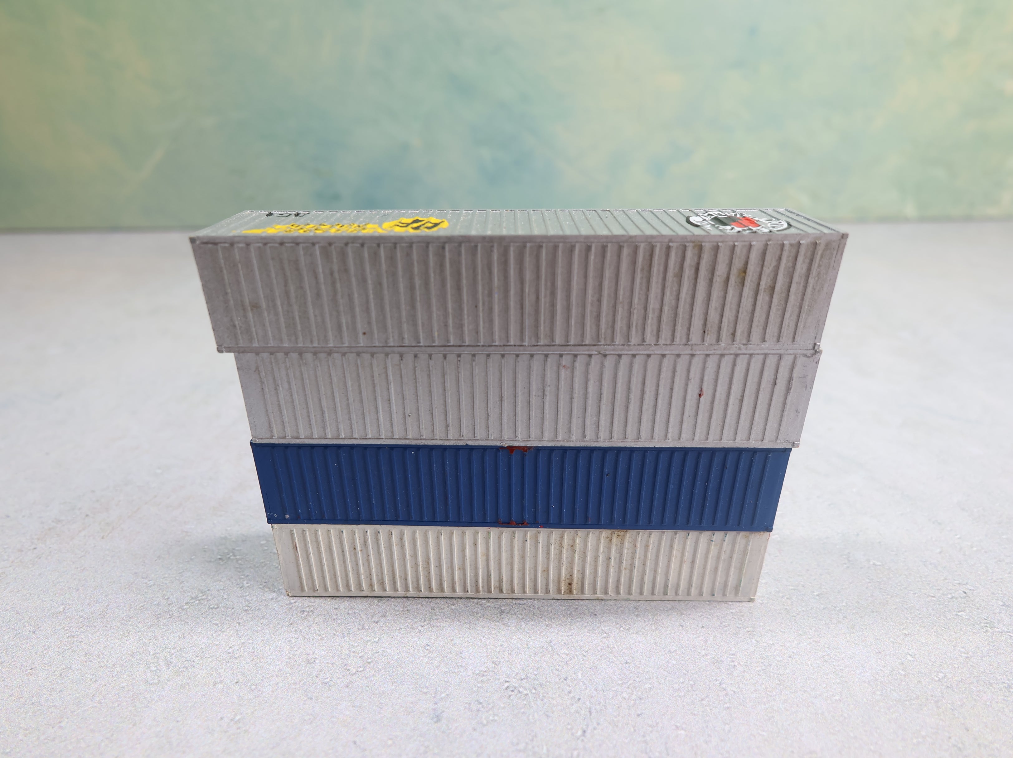 USED N Scale Lot of 3 Custom 40' Containers NP, GN, Frisco, Silver Undecorated (4 pcs)
