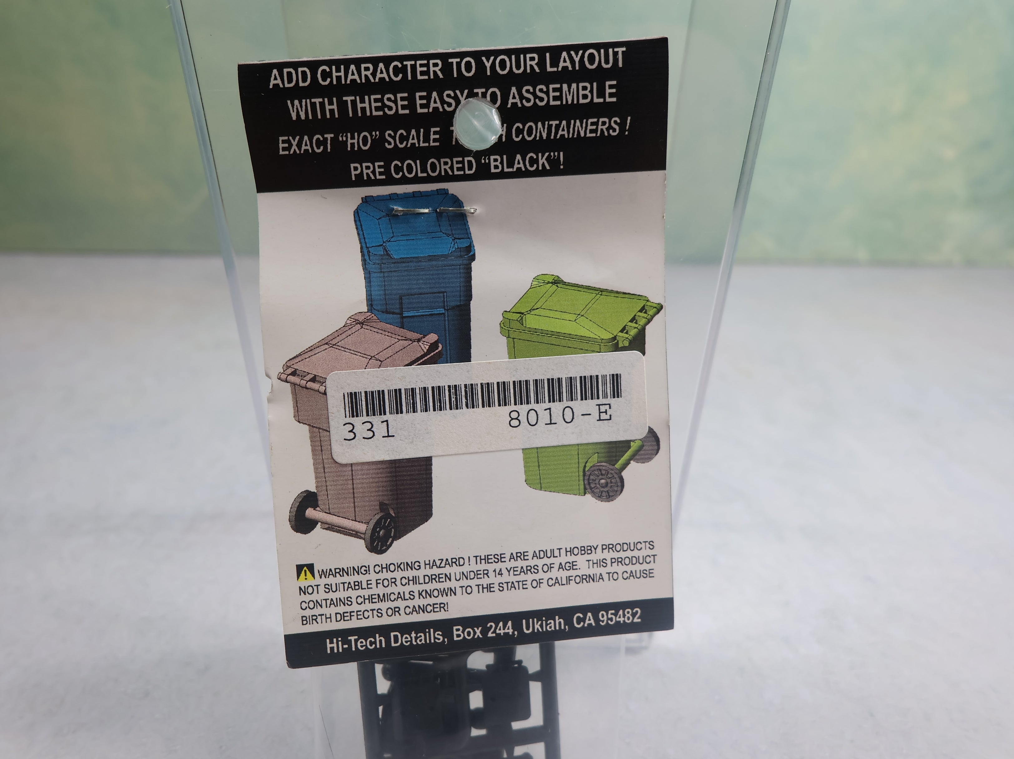 USED Hi-Tech Details 8010 HO Scale Trash Cans Black (6 pcs)