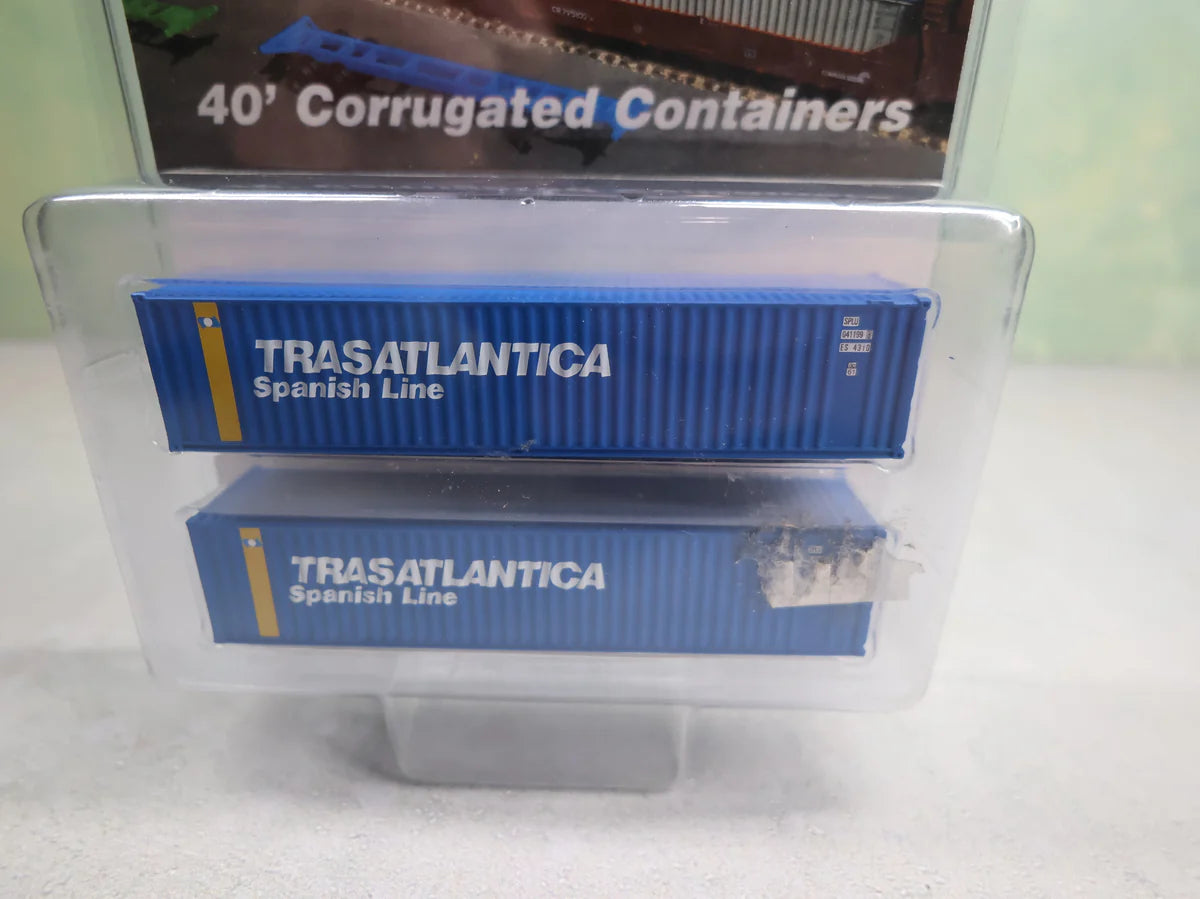 Deluxe 5250 N Scale 40' Corrugated Containers Trasatlantica Spanish Line (2 pcs)