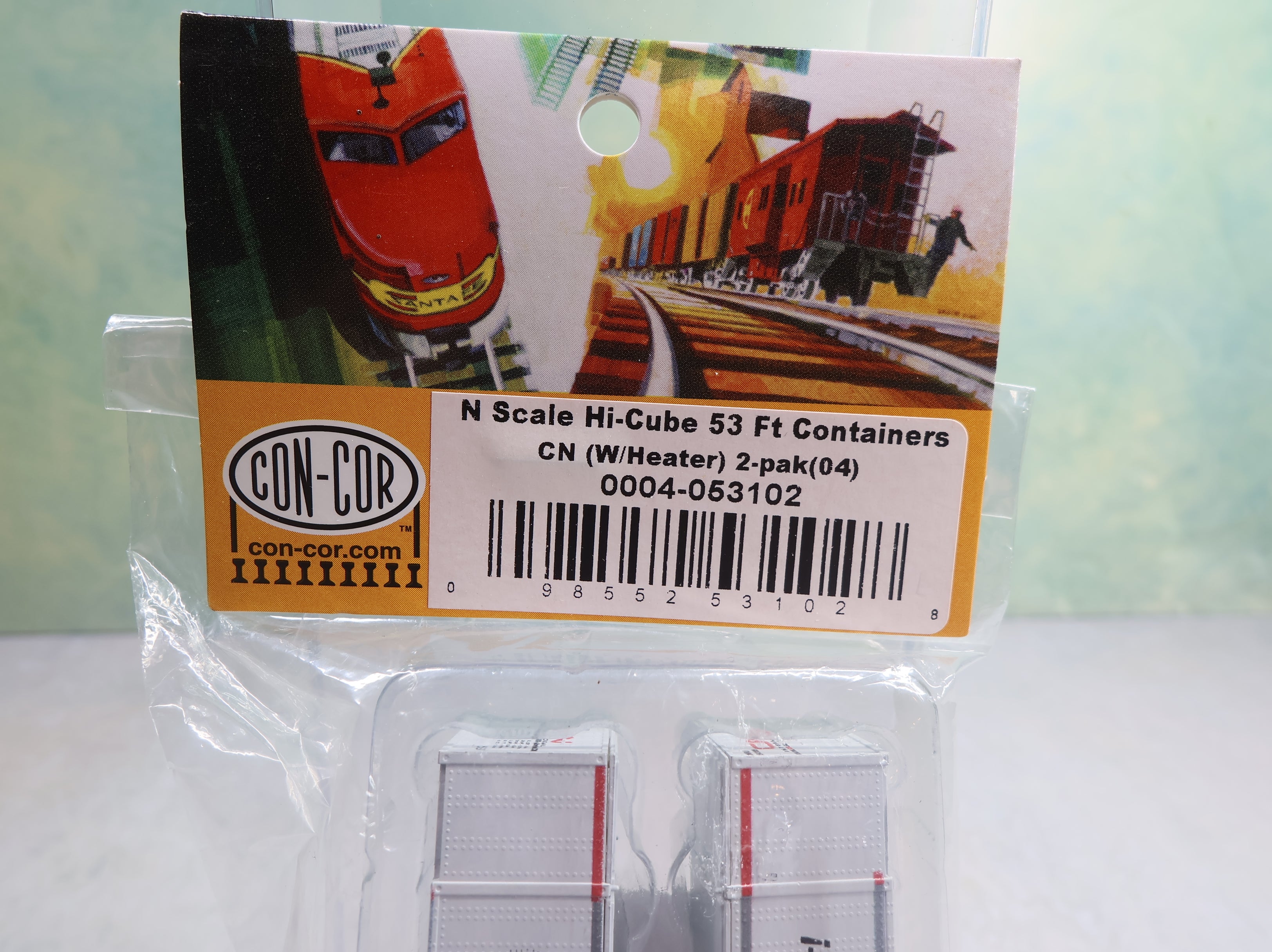 Con-Cor #4-053102 N Scale 53' Hi-Cube 53' Containers w/ Heater Canadian National (2 pcs)