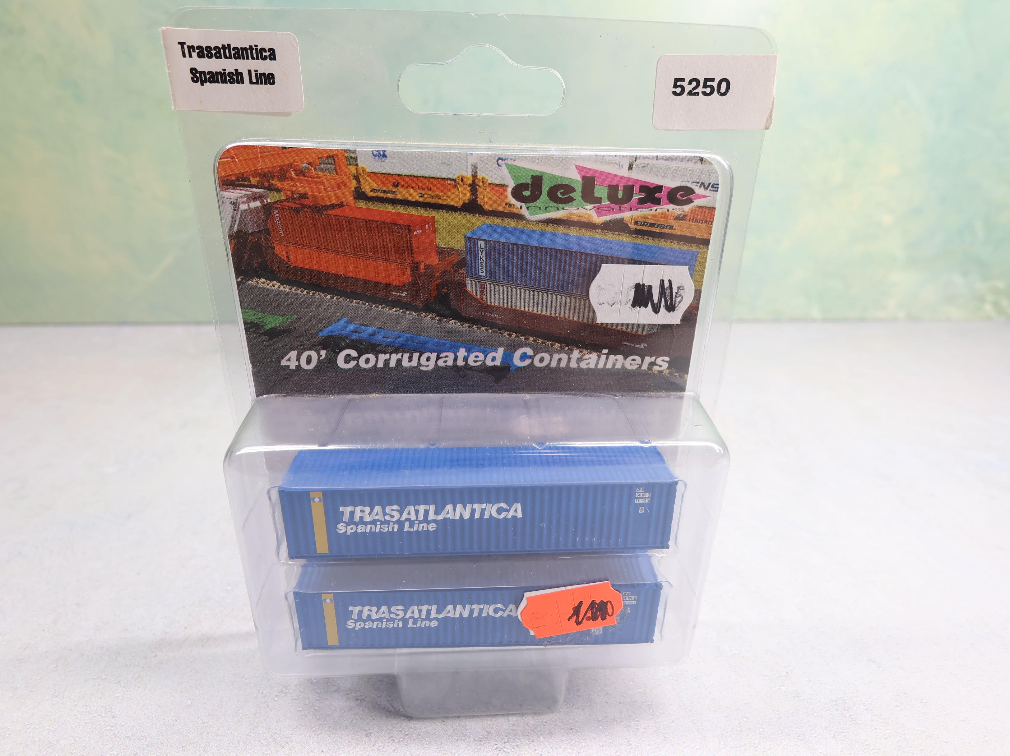 USED Deluxe 5250 N Scale 40' Corrugated Containers Trasatlantica Spanish Line