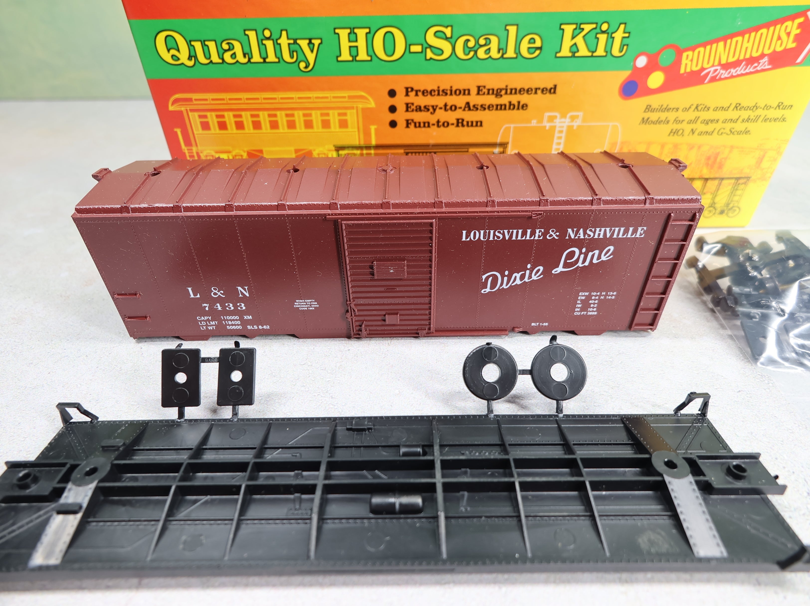 USED Roundhouse 10625 HO Scale 40' AAR Youngstown Door Box Car Louisville & Nashville L&N #7433 Dixie Line KIT