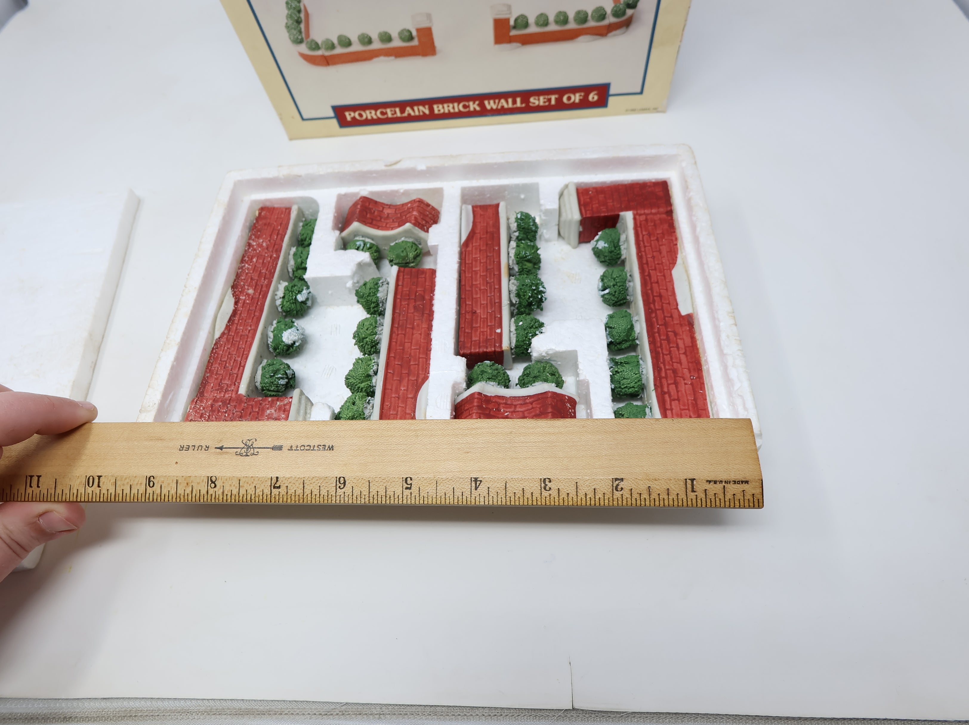 USED Lemax Dickensvale Porcelain Brick Wall Set of 6