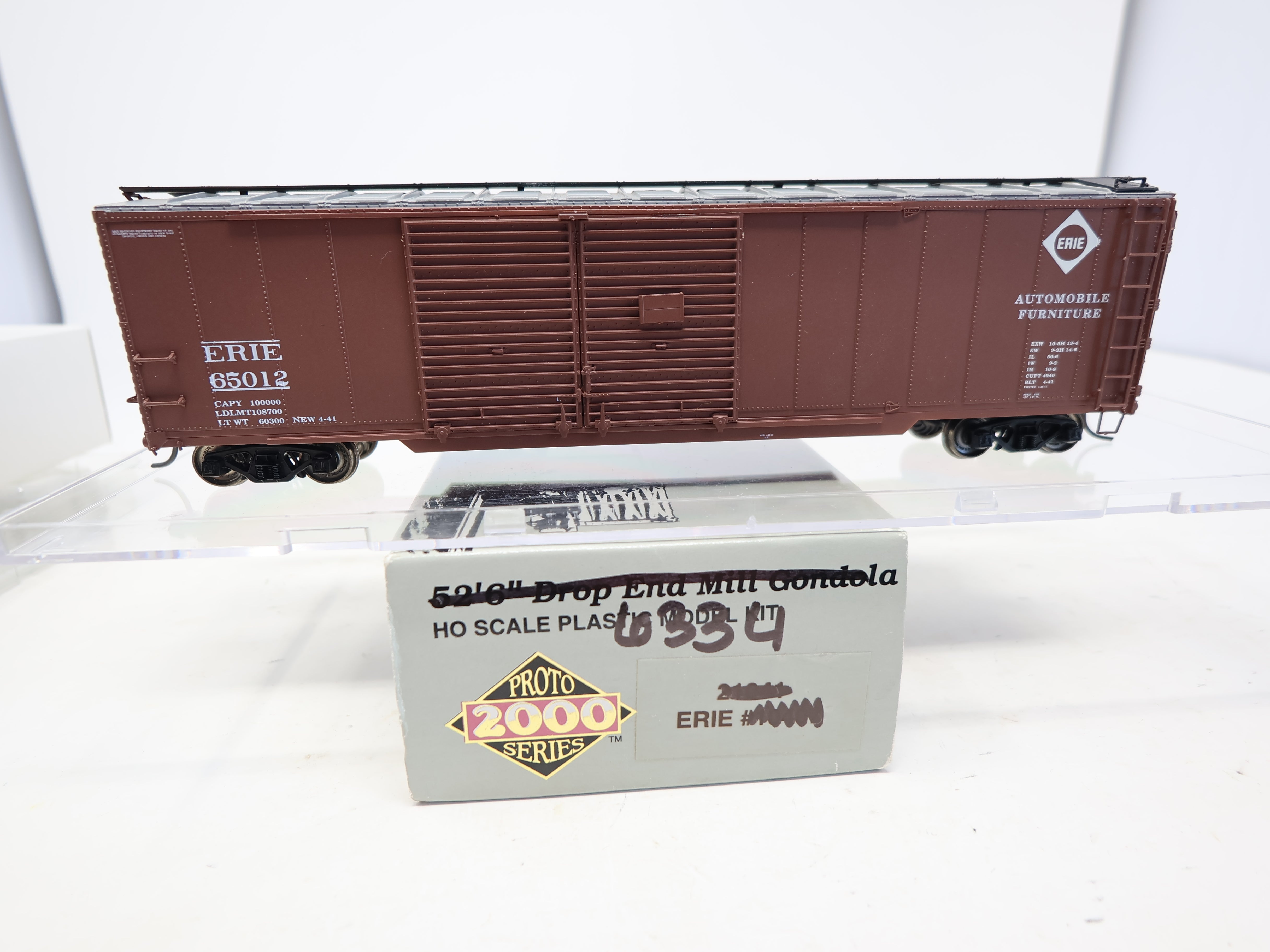 USED Life-Like HO Scale, 50' Steel Sheathed Automobile Box Car, Erie #65012
