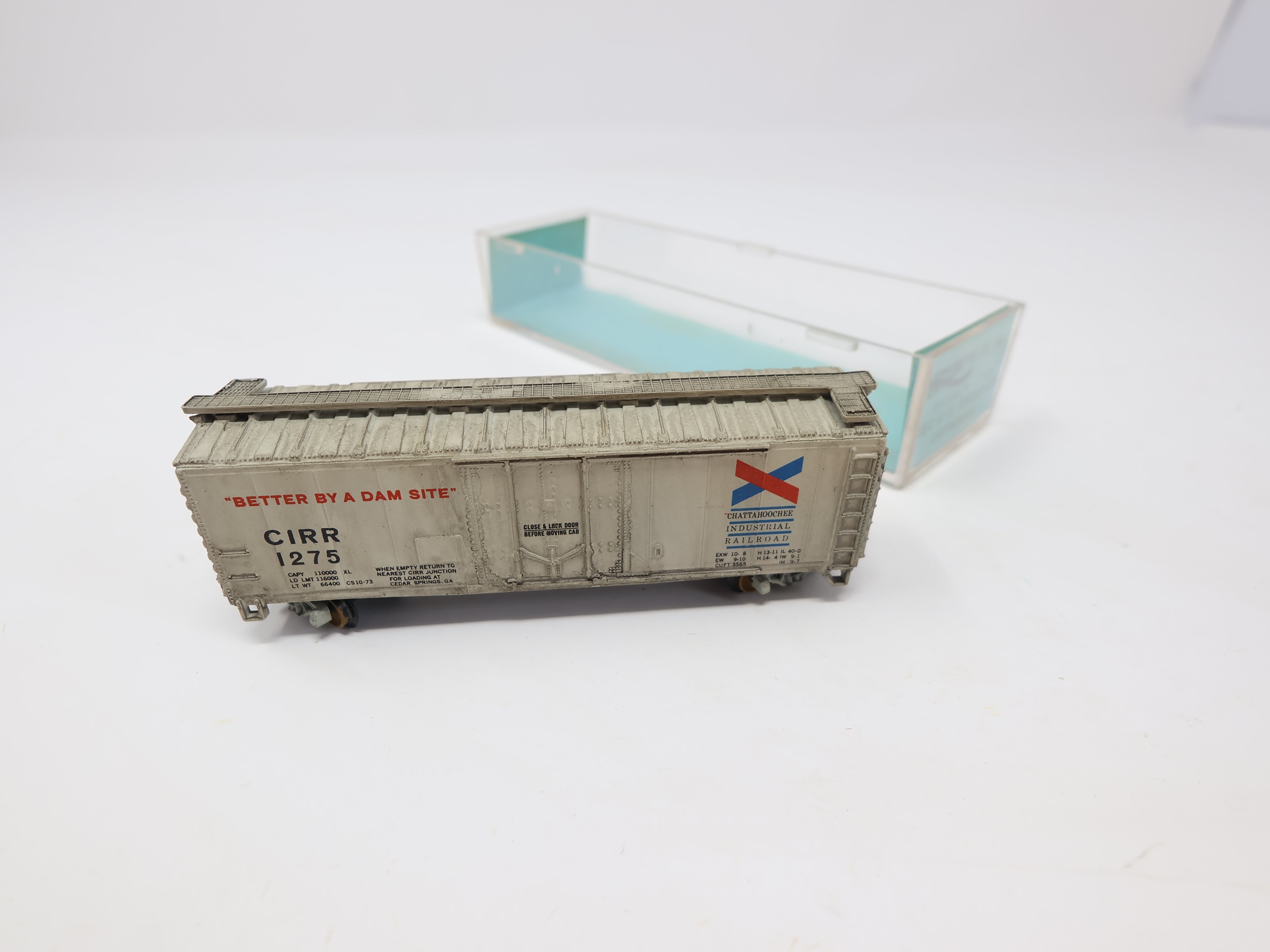 USED Atlas N Scale, 40' Plug Door Box Car, Chattahoochee Industrial Railroad CIRR #1275, Weathered