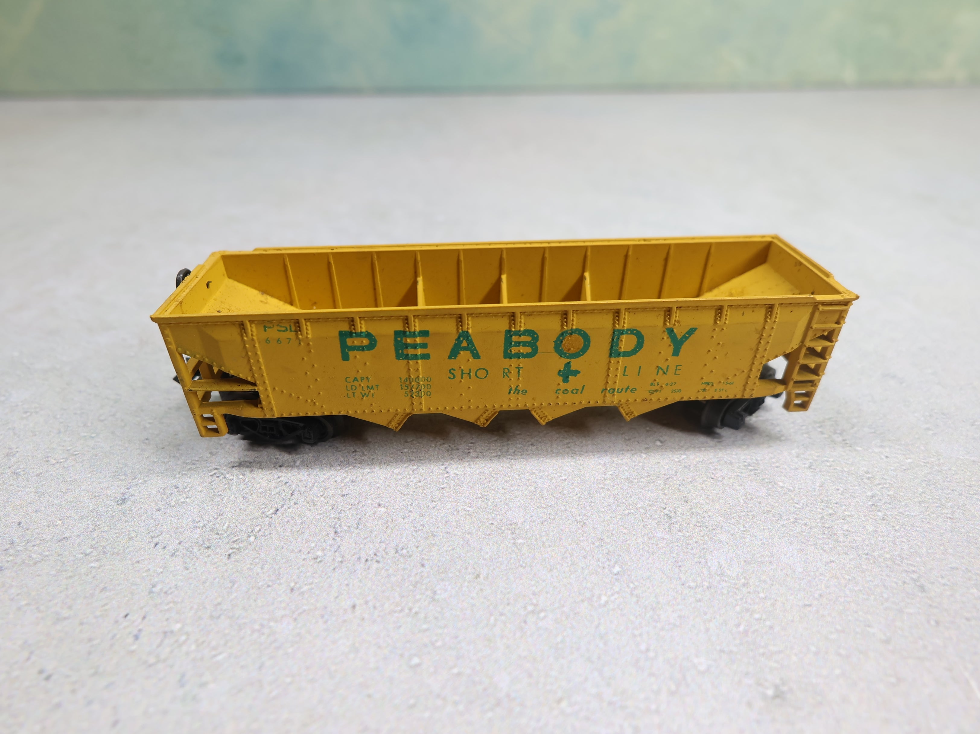 USED TRIX N Scale Quad Hopper Peabody Short LIne PSL #6671