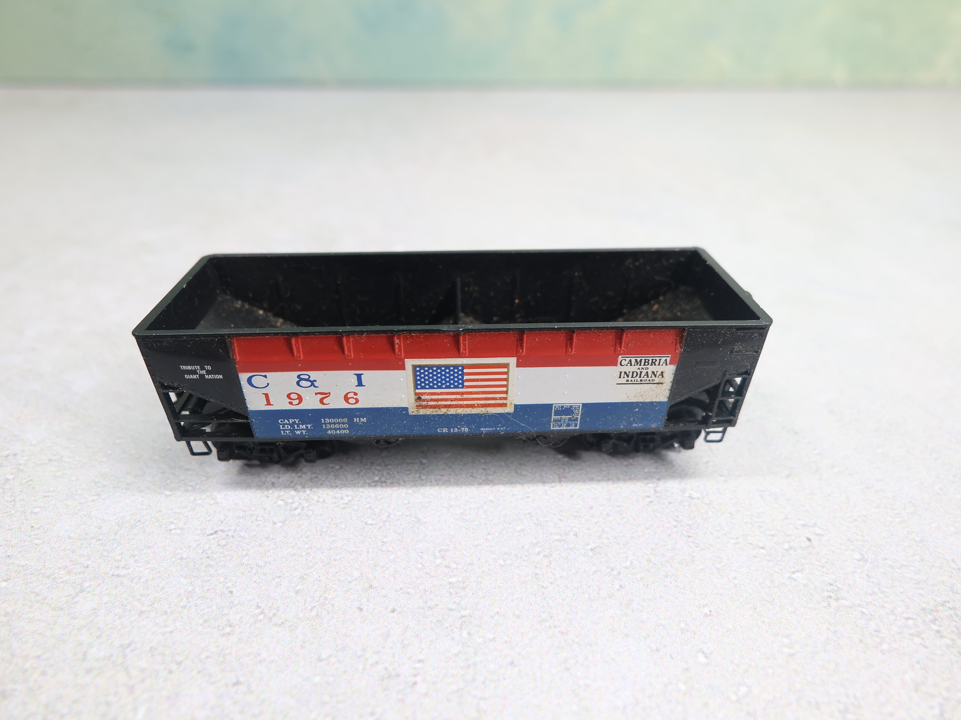 USED N Scale 2 Bay Hopper Cambria and Indiana Railroad C&I #1976 Knuckle Couplers