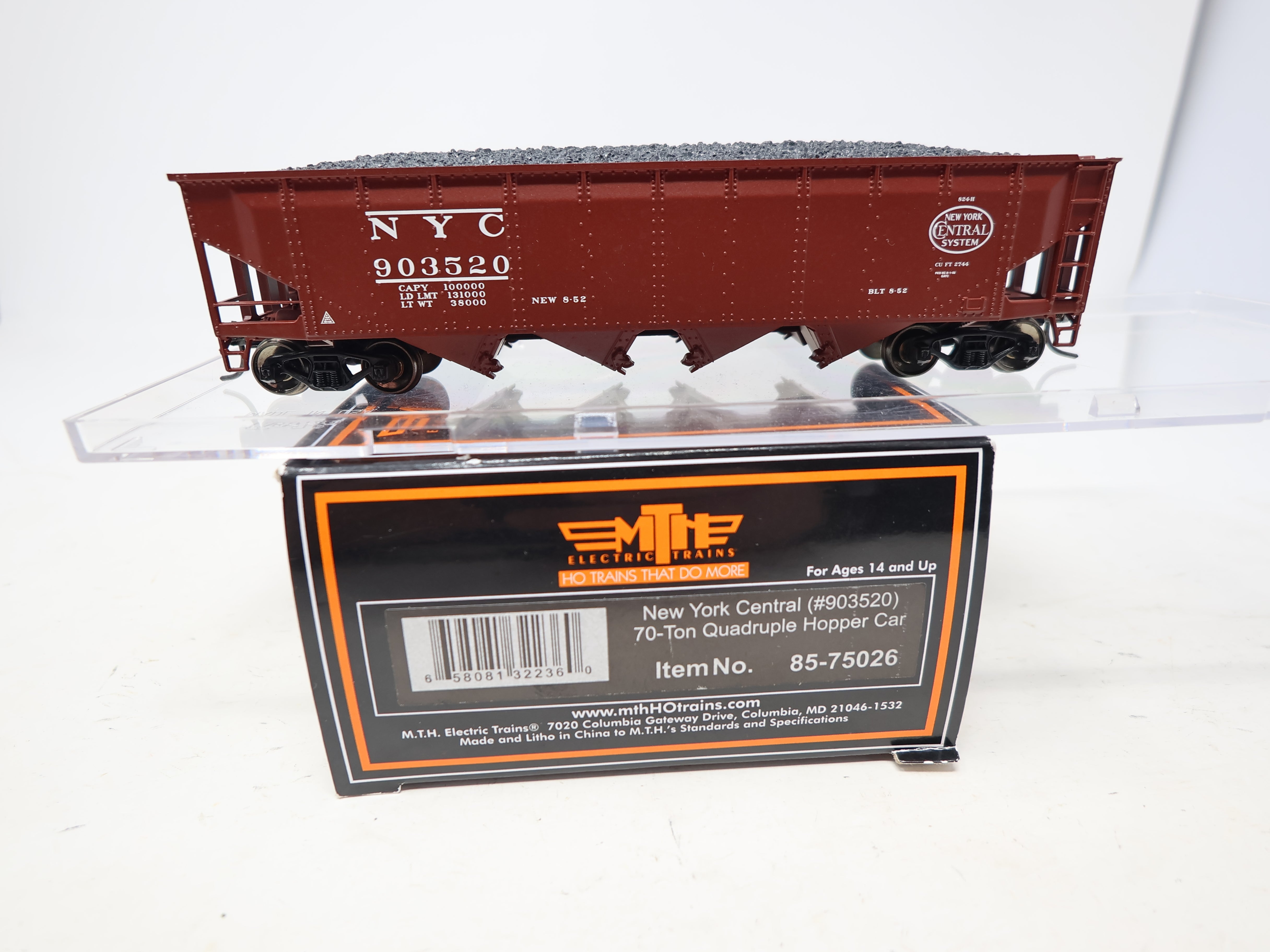 USED MTH 85-75026 HO Scale, 70T Quadruple Hopper Car, New York Central NYC #903520
