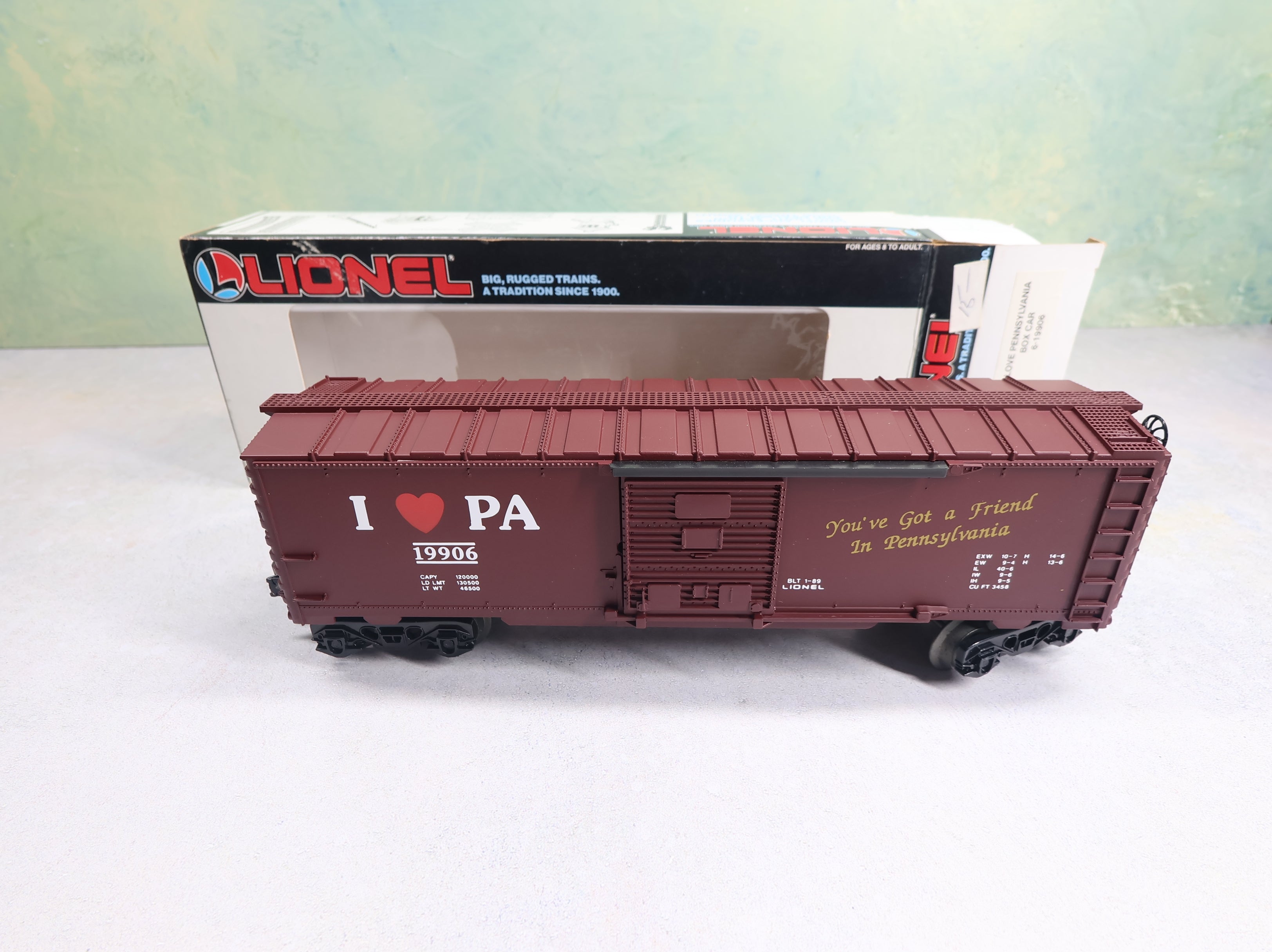 USED Lionel O Box Car Pennsylvania #19906 I Love PA Scheme