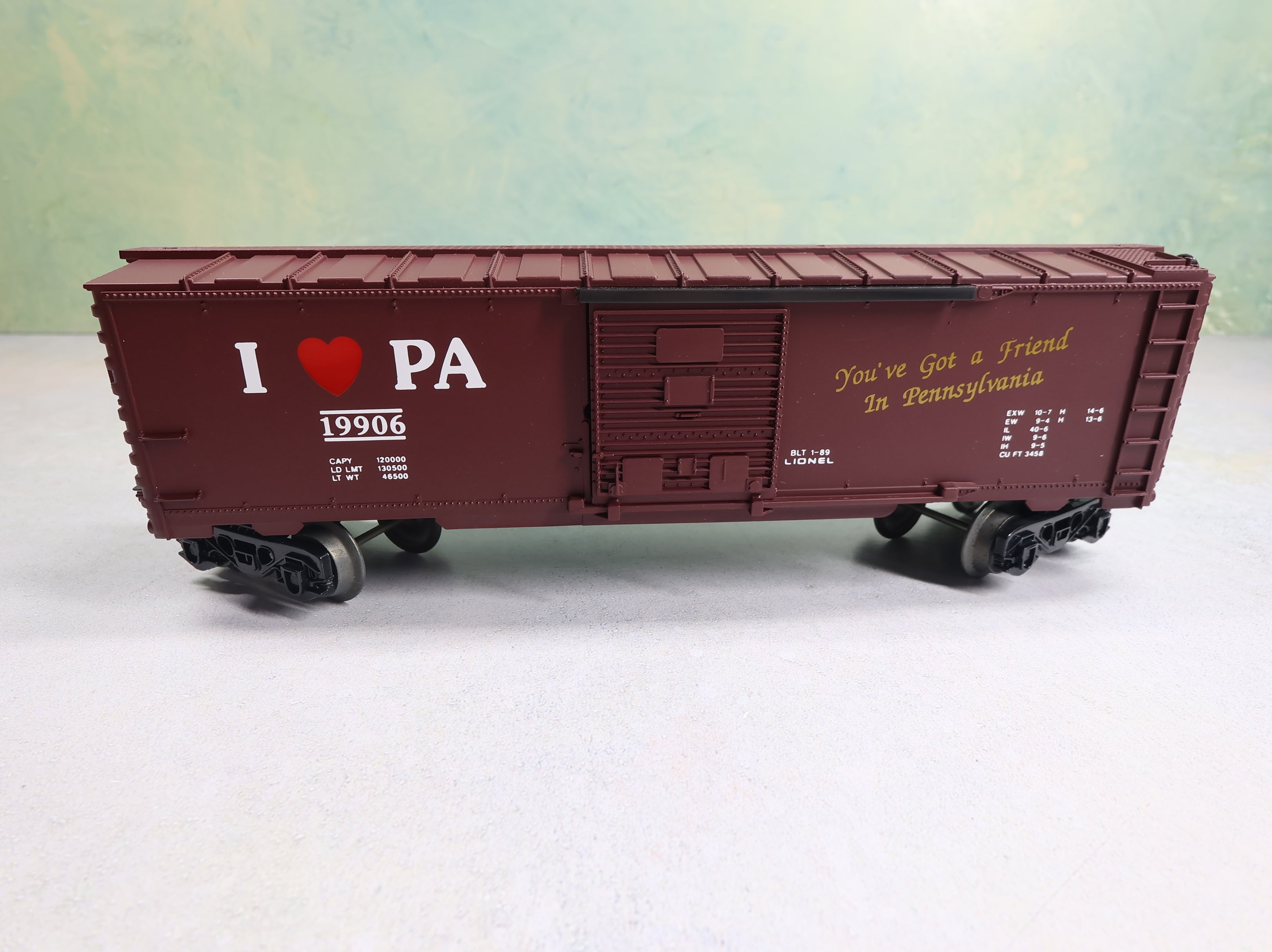 USED Lionel O Box Car Pennsylvania #19906 I Love PA Scheme