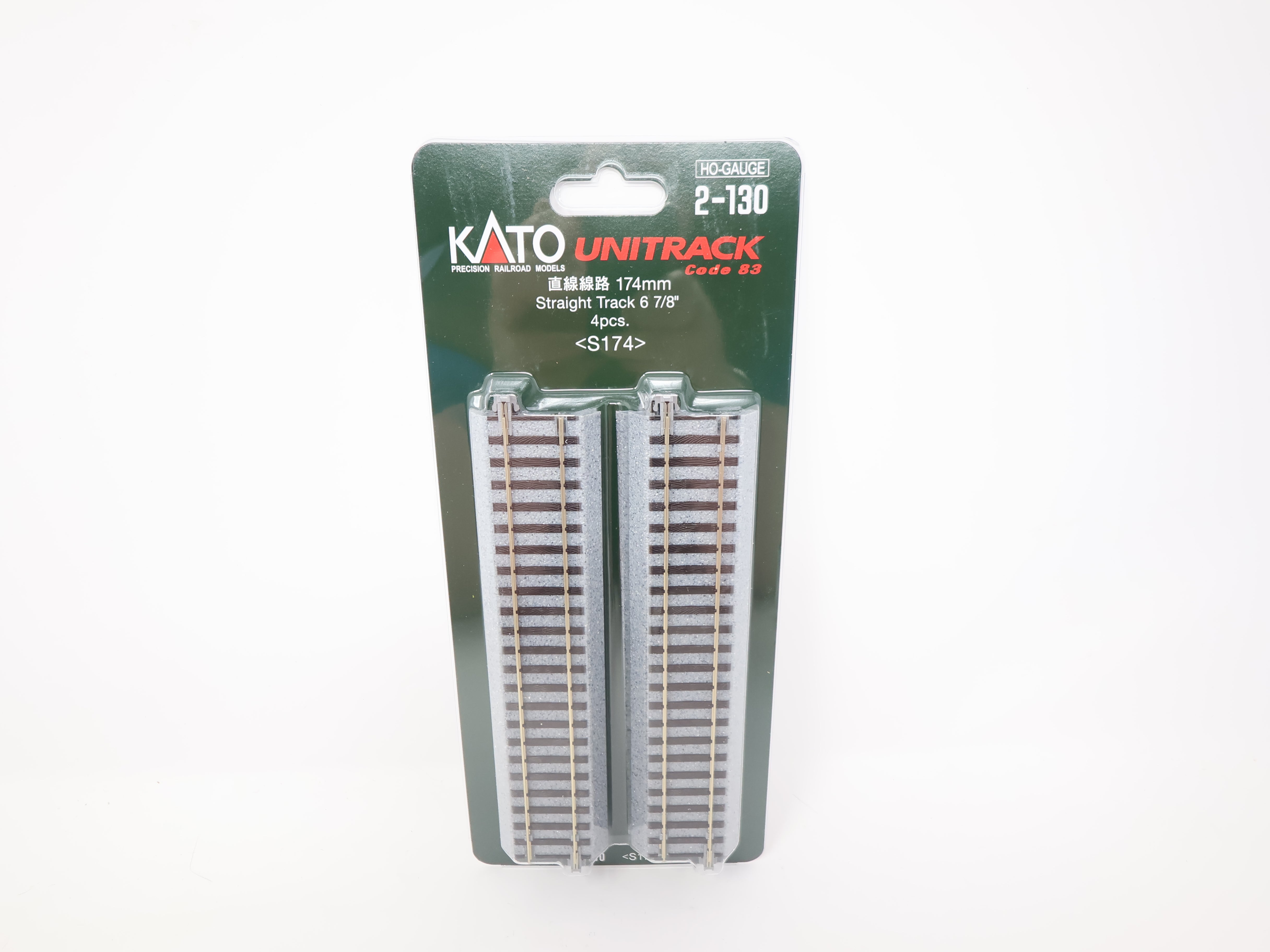 KATO 2-130 HO Scale, Unitrack 6 7/8" Straight Track (4), Code 83
