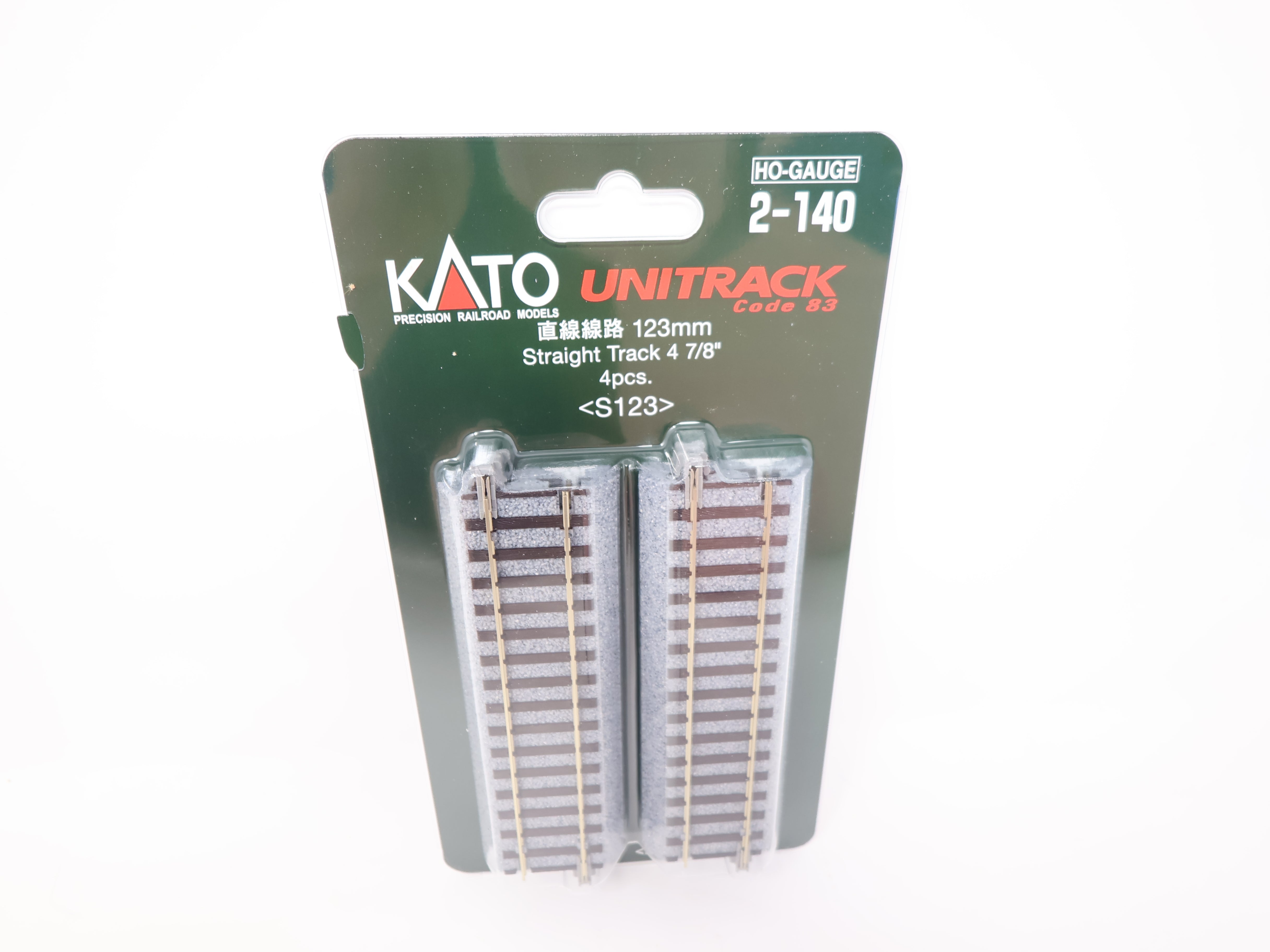 KATO 2-140 HO Scale, Unitrack 4 7/8" Straight Track (4), Code 83