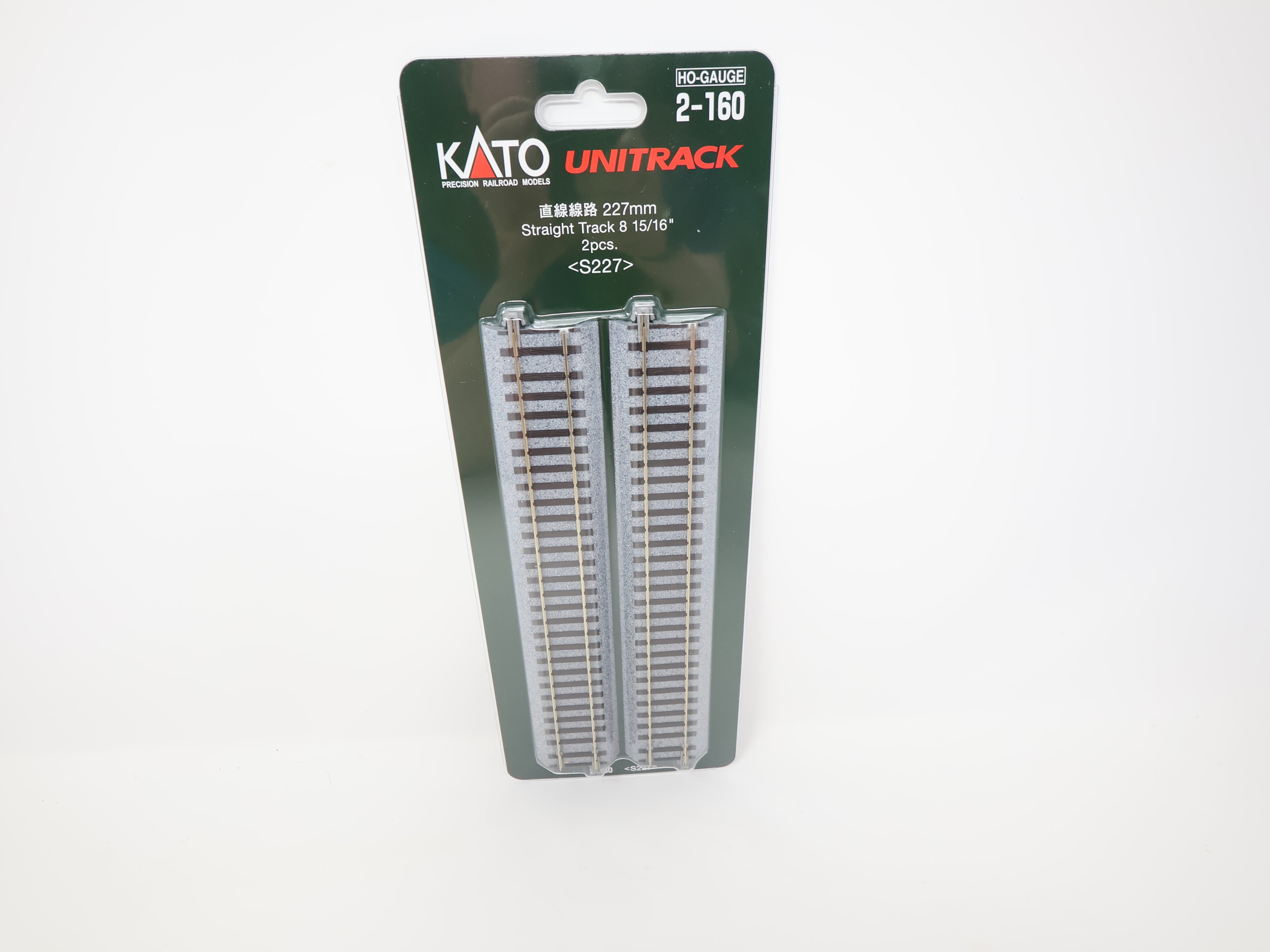KATO 2-160 HO Scale, Unitrack 8 15/16" Straight Track (2), Code 83