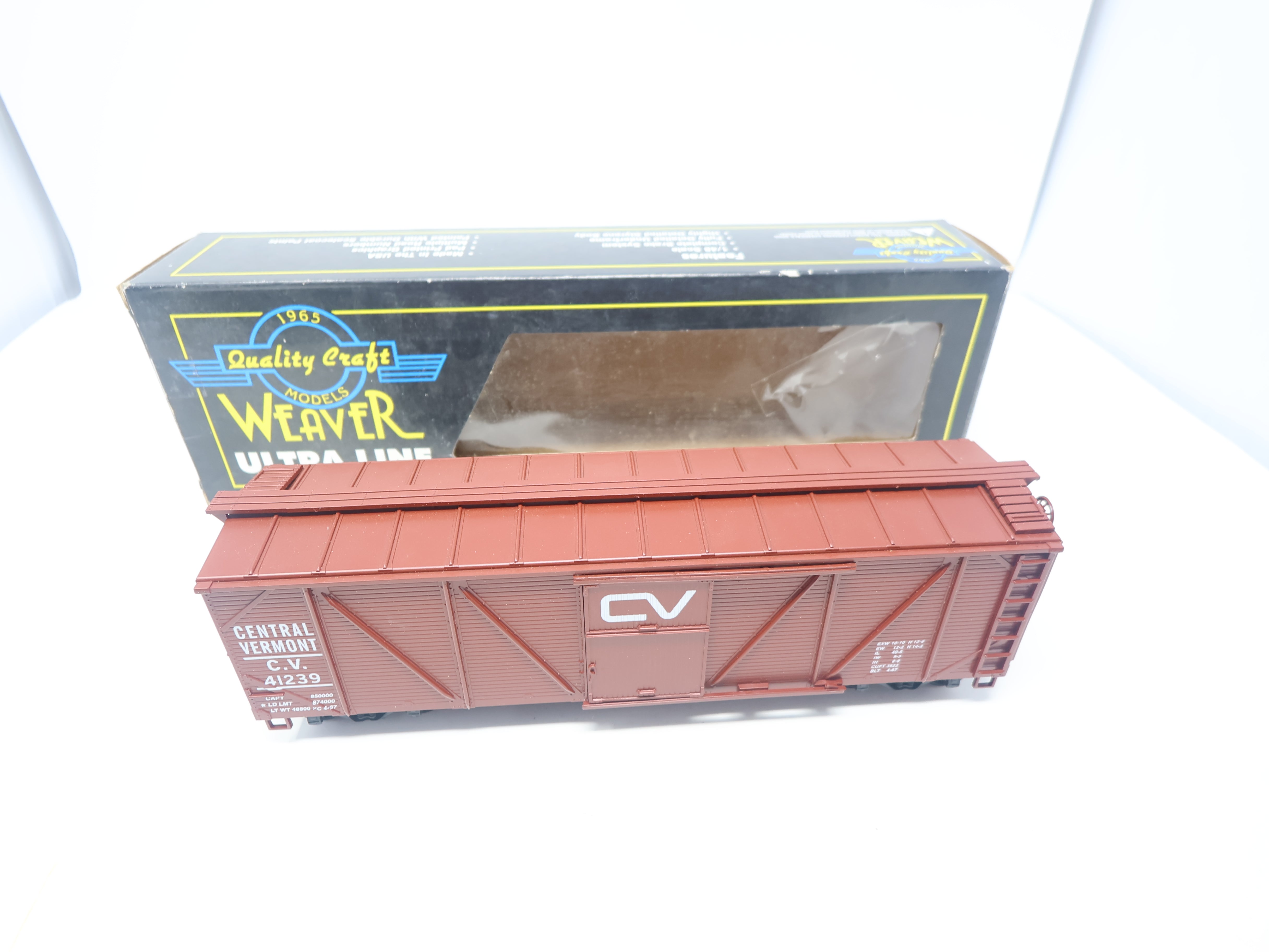 USED Weaver U3318S O, Outside Braced Box Car, Central Vermont CV #41239, 2 Rail
