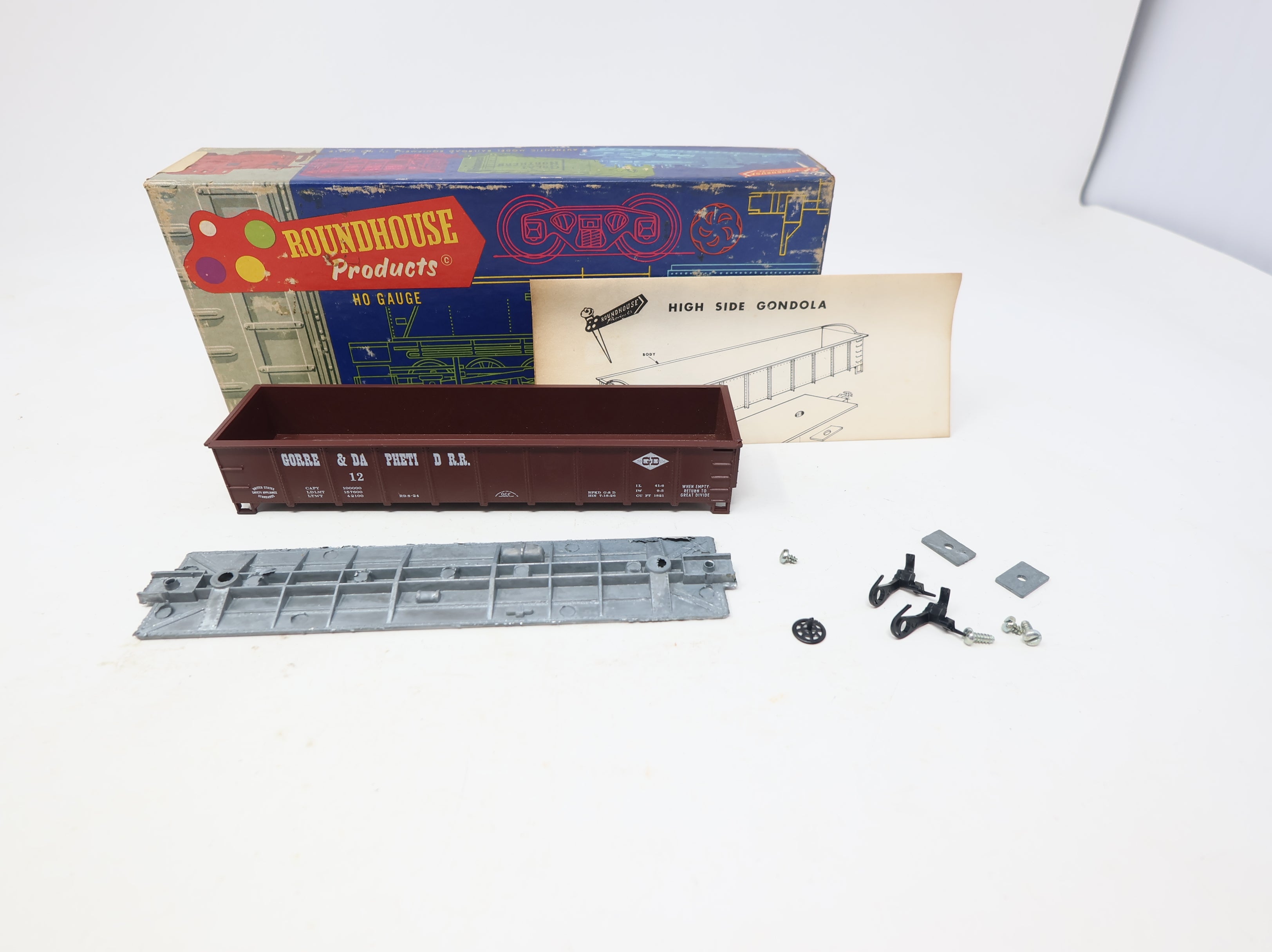USED Roundhouse HO Scale 40' Steel Gondola Gorre & Daphetid #12 KIT