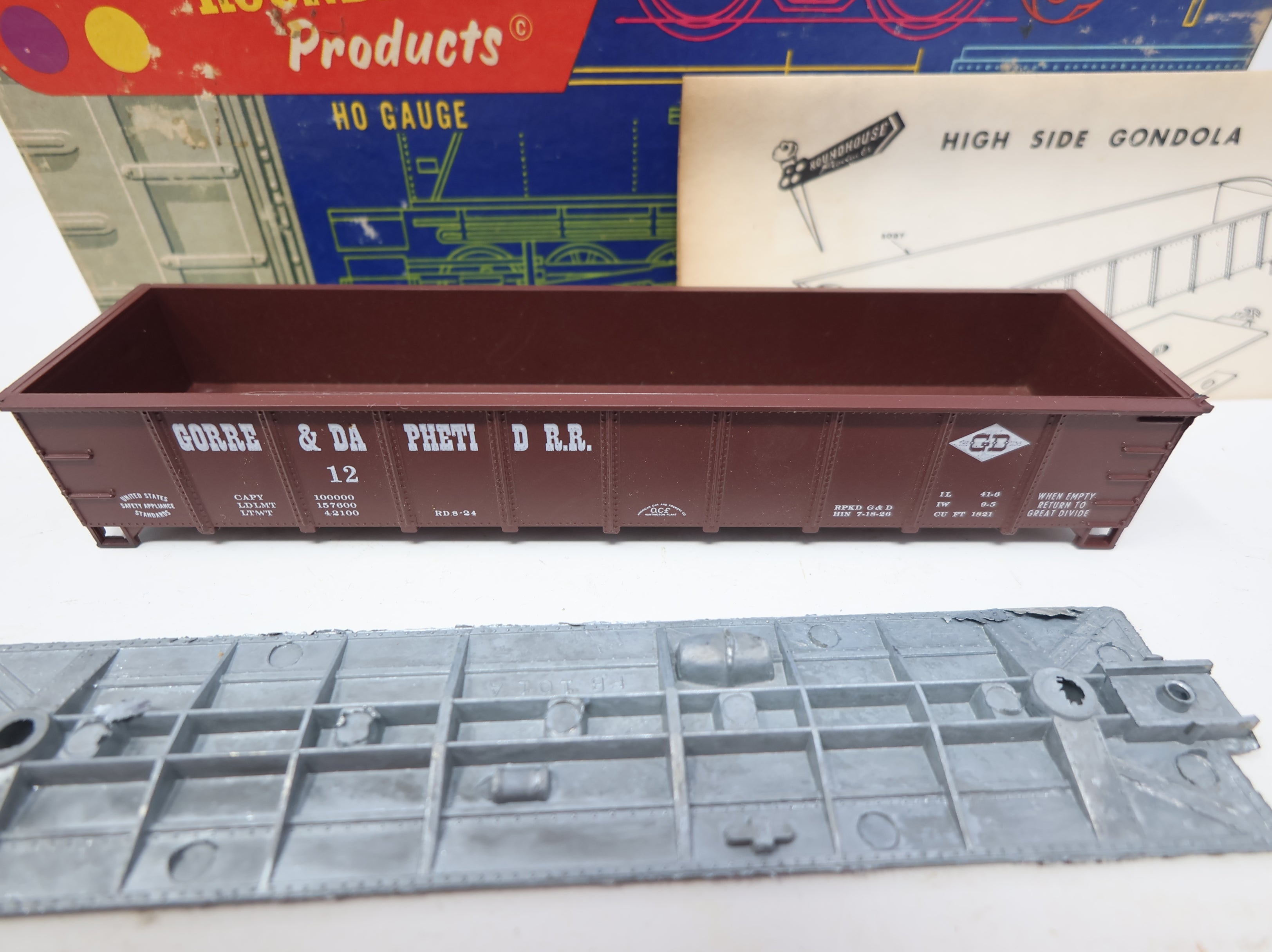 USED Roundhouse HO Scale 40' Steel Gondola Gorre & Daphetid #12 KIT