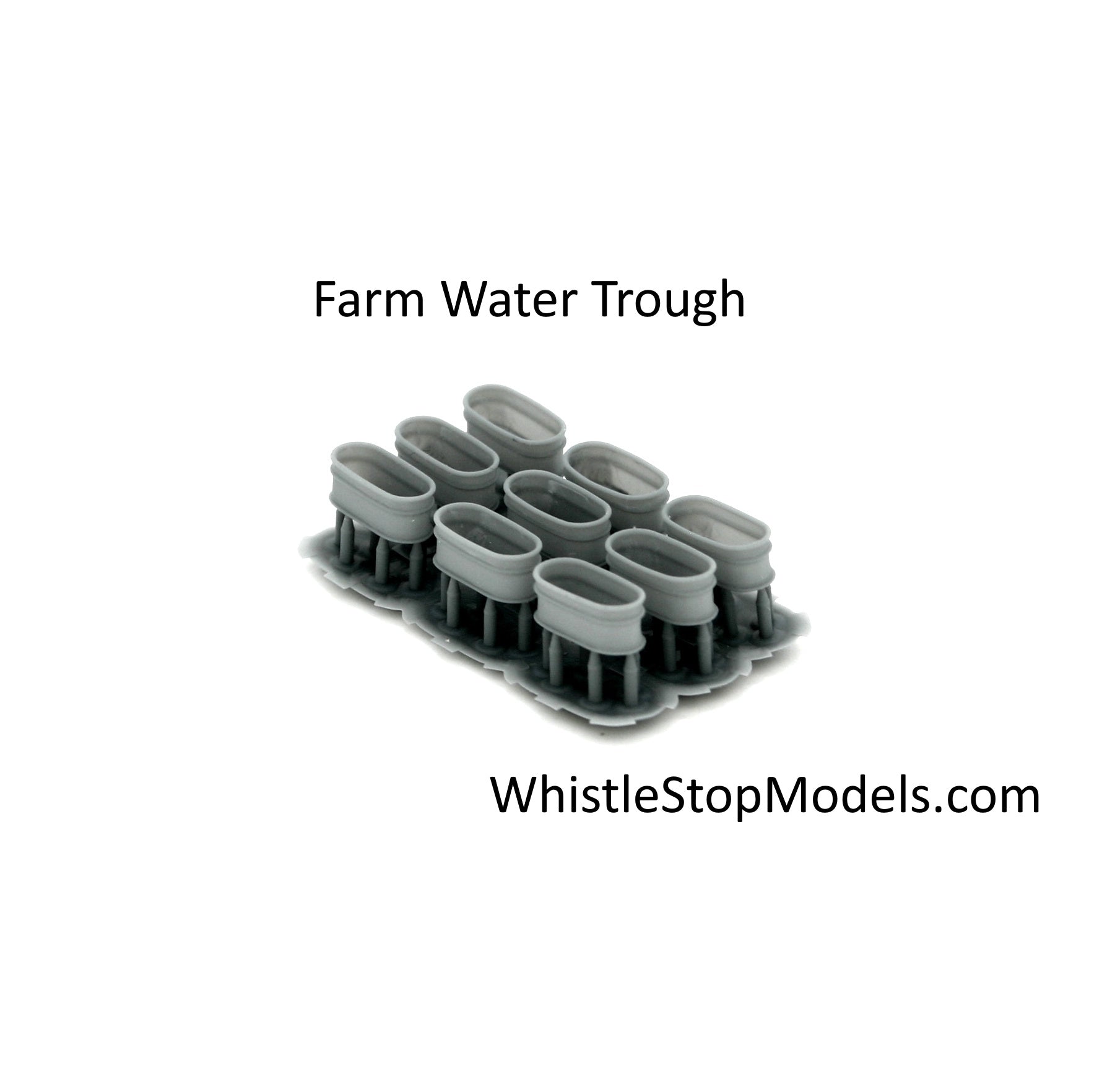 Whistle Stop Models N8016 N Scale Farm Water Troughs, Resin 3D Printed, Highly Detailed (9 pcs)