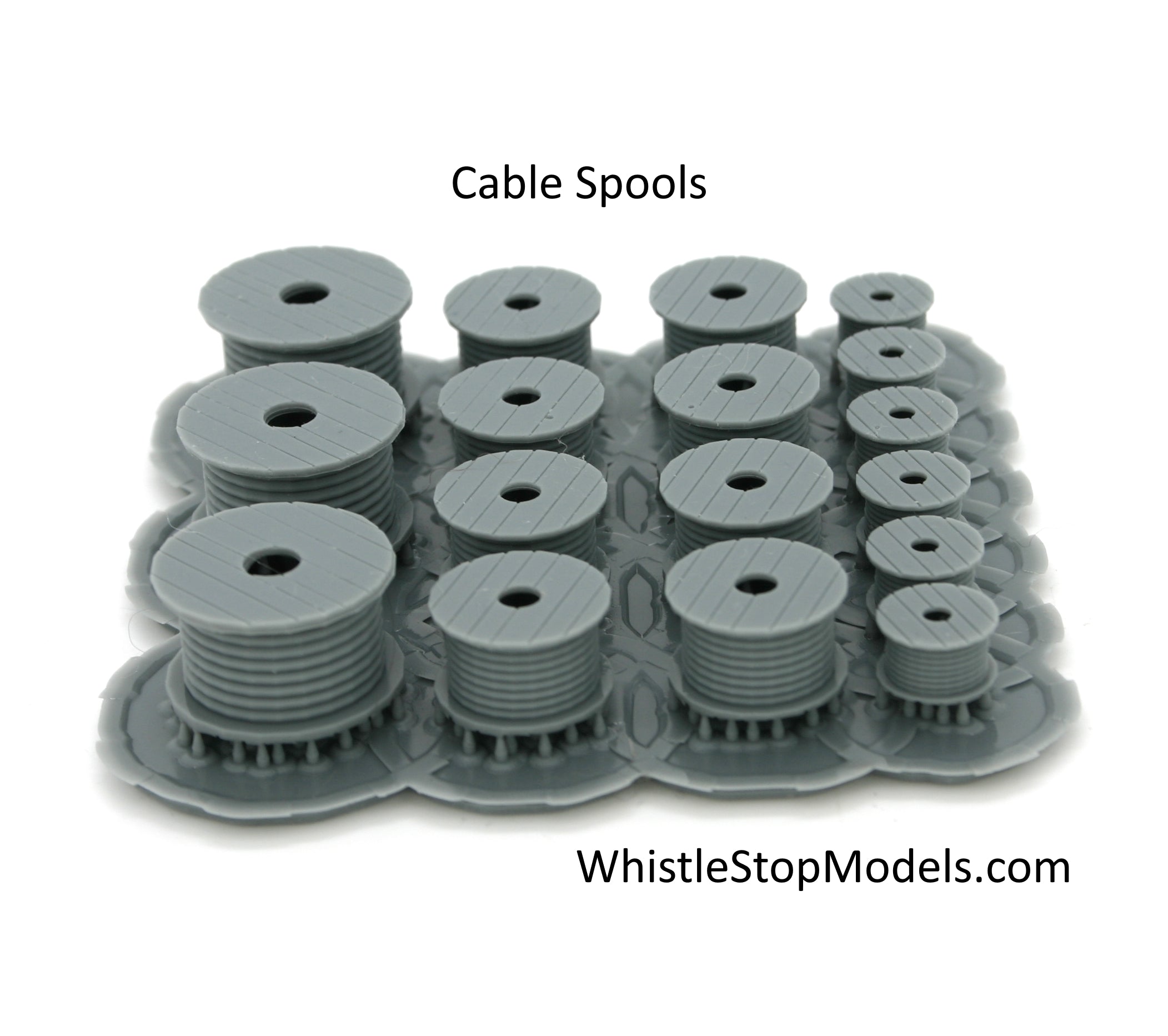 Whistle Stop Models N9018 N Scale Large Cable Spools, Resin 3D Printed, Highly Detailed (17 pcs)