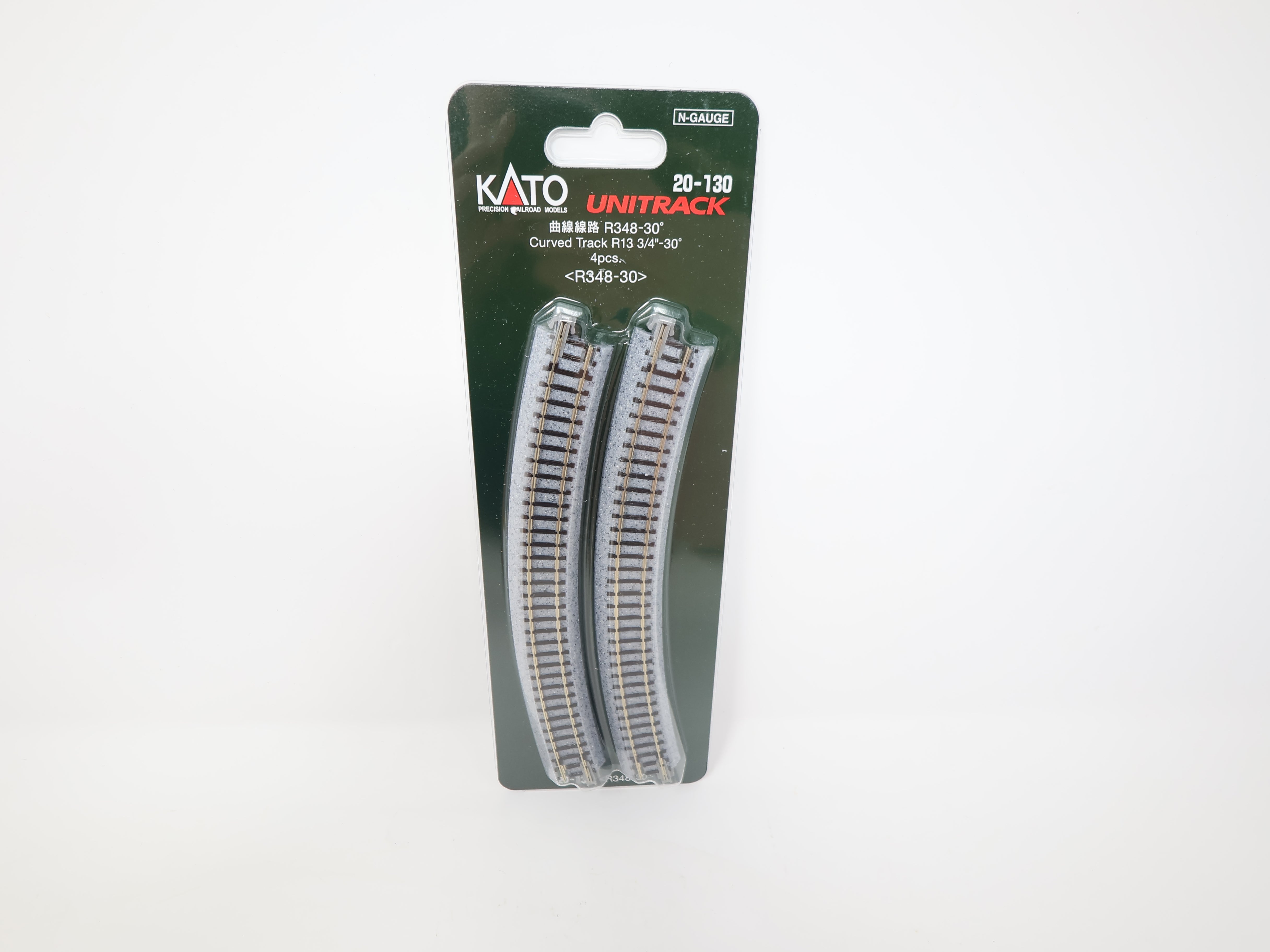 KATO 20-130 N Scale, Unitrack 13 3/4" R Curve 30° Track (4 pcs), Code 80