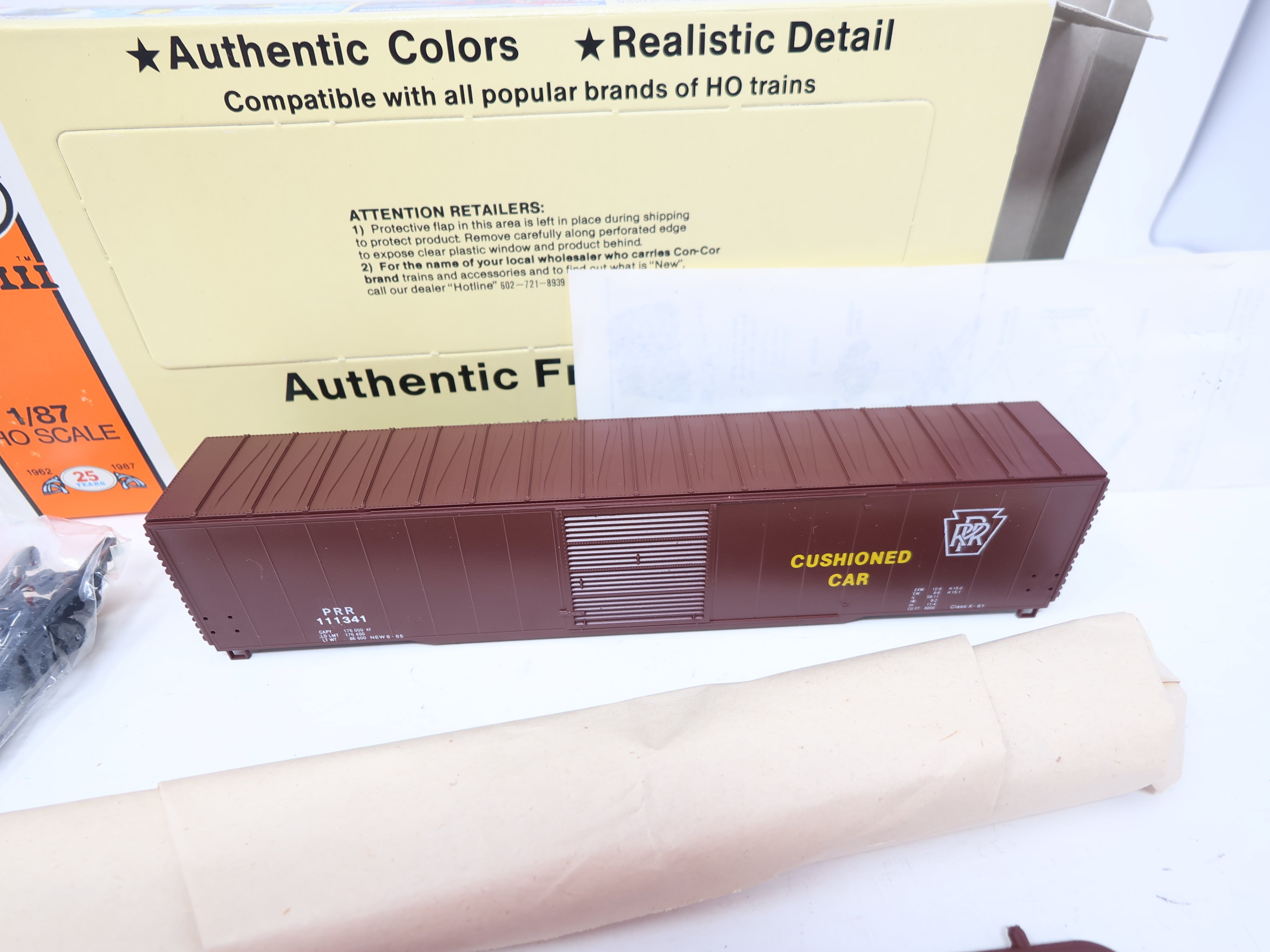 USED Con-Cor #1-551 HO Scale, 60' Single Door Box Car, Pennsylvania PRR #111341, Car12/12 (KIT)