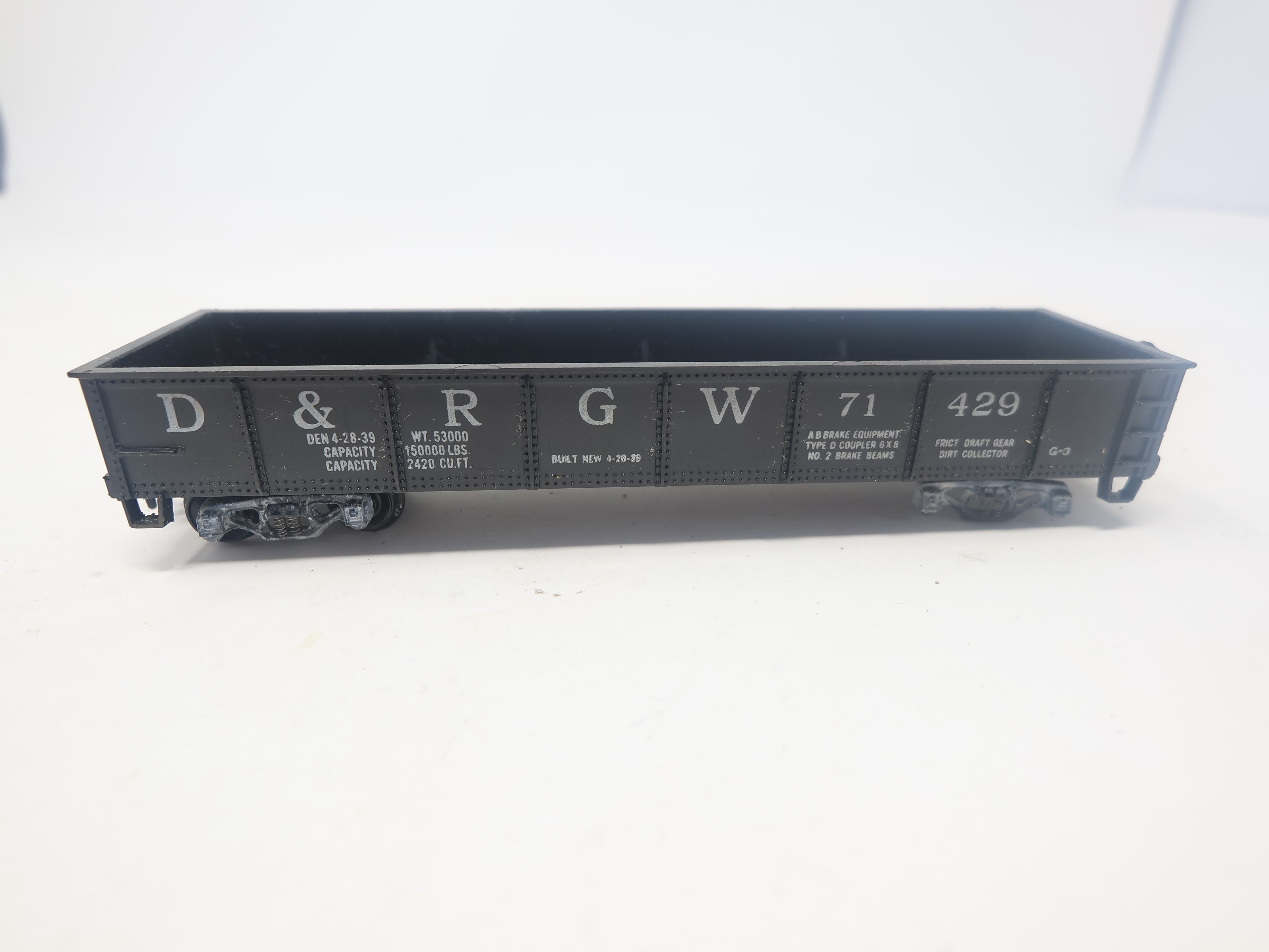 USED Varney HO Scale, Gondola, D&RGW #71429