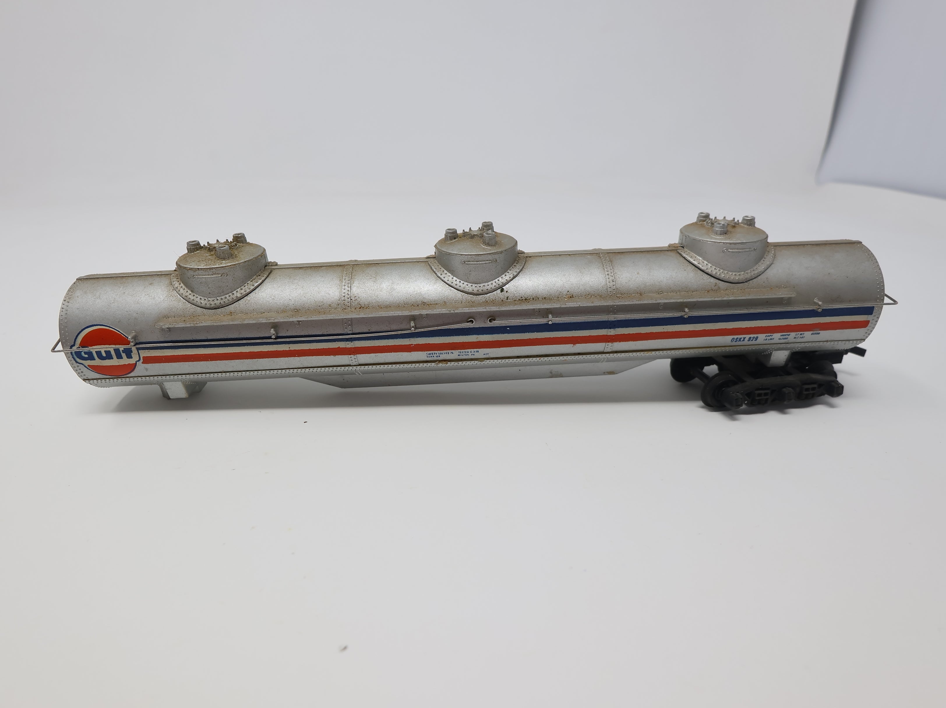 USED Tyco HO Scale Large Triple Dome Tank Car Gulf OSKX #829