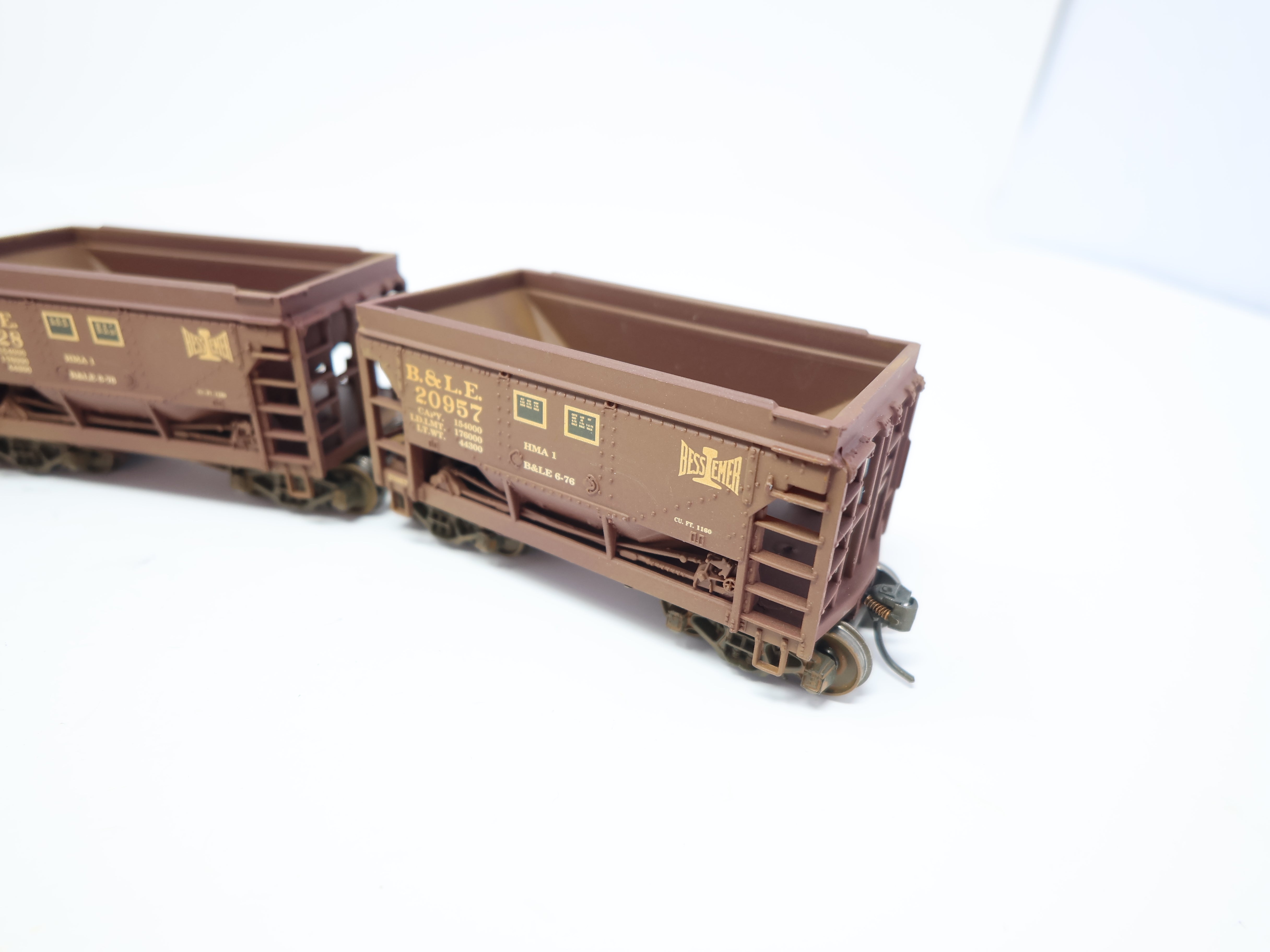 USED HO Scale, 4 Ore Cars, Bessemer & Lake Erie B&LE , Weathered Set 6