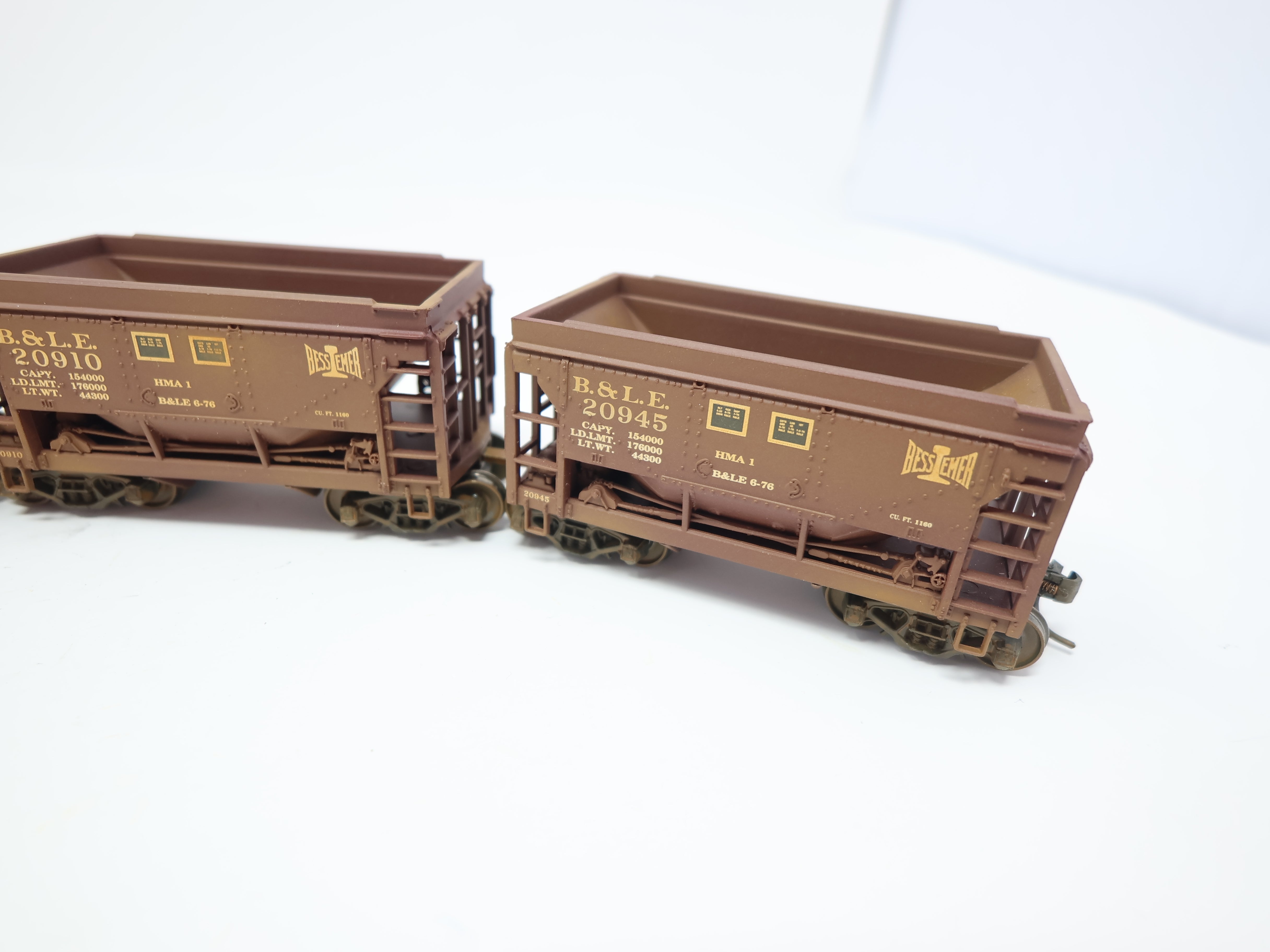 USED HO Scale, 4 Ore Cars, Bessemer & Lake Erie B&LE , Weathered Set 6