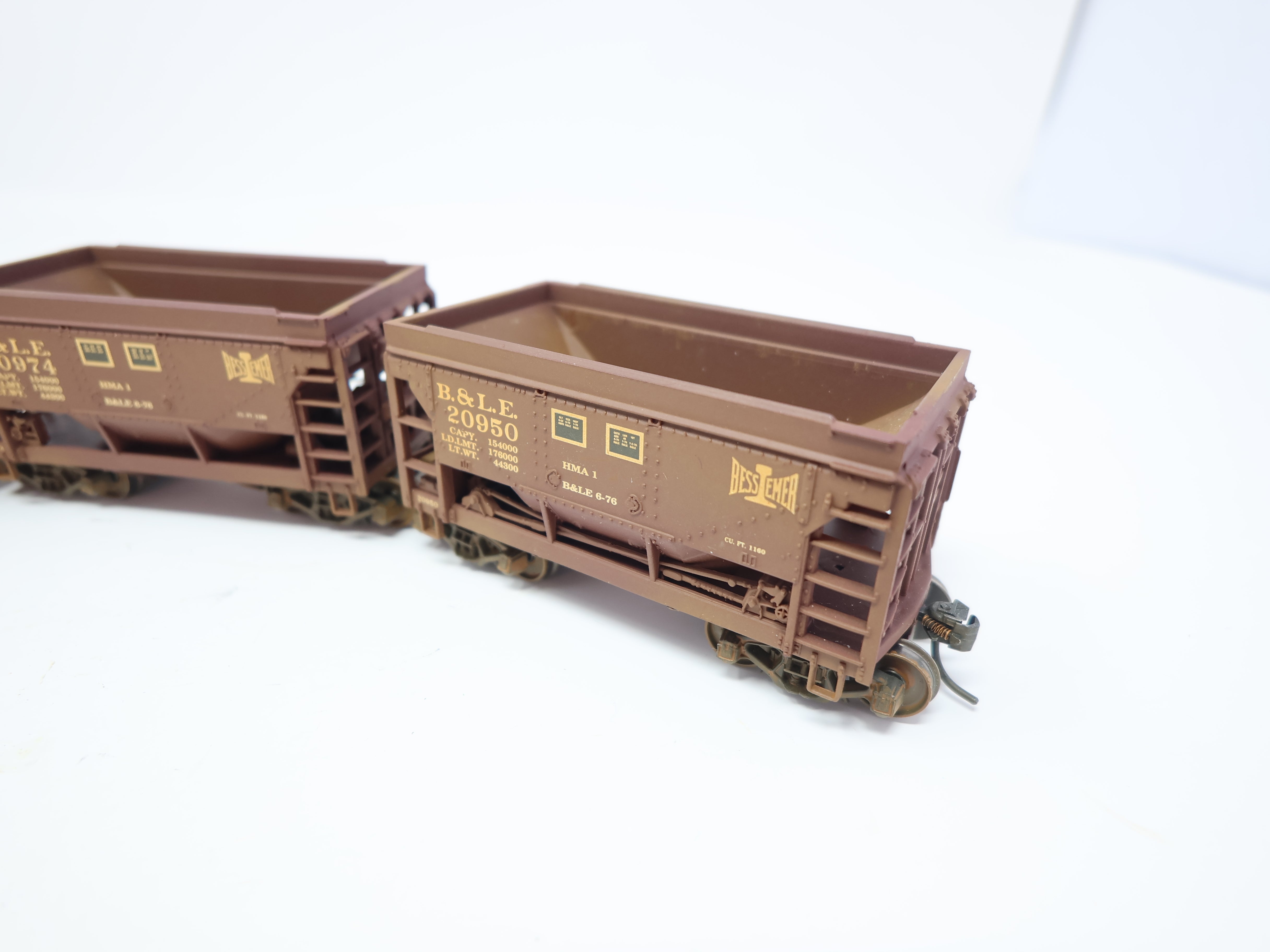 USED HO Scale, 4 Ore Cars, Bessemer & Lake Erie B&LE , Weathered Set 7