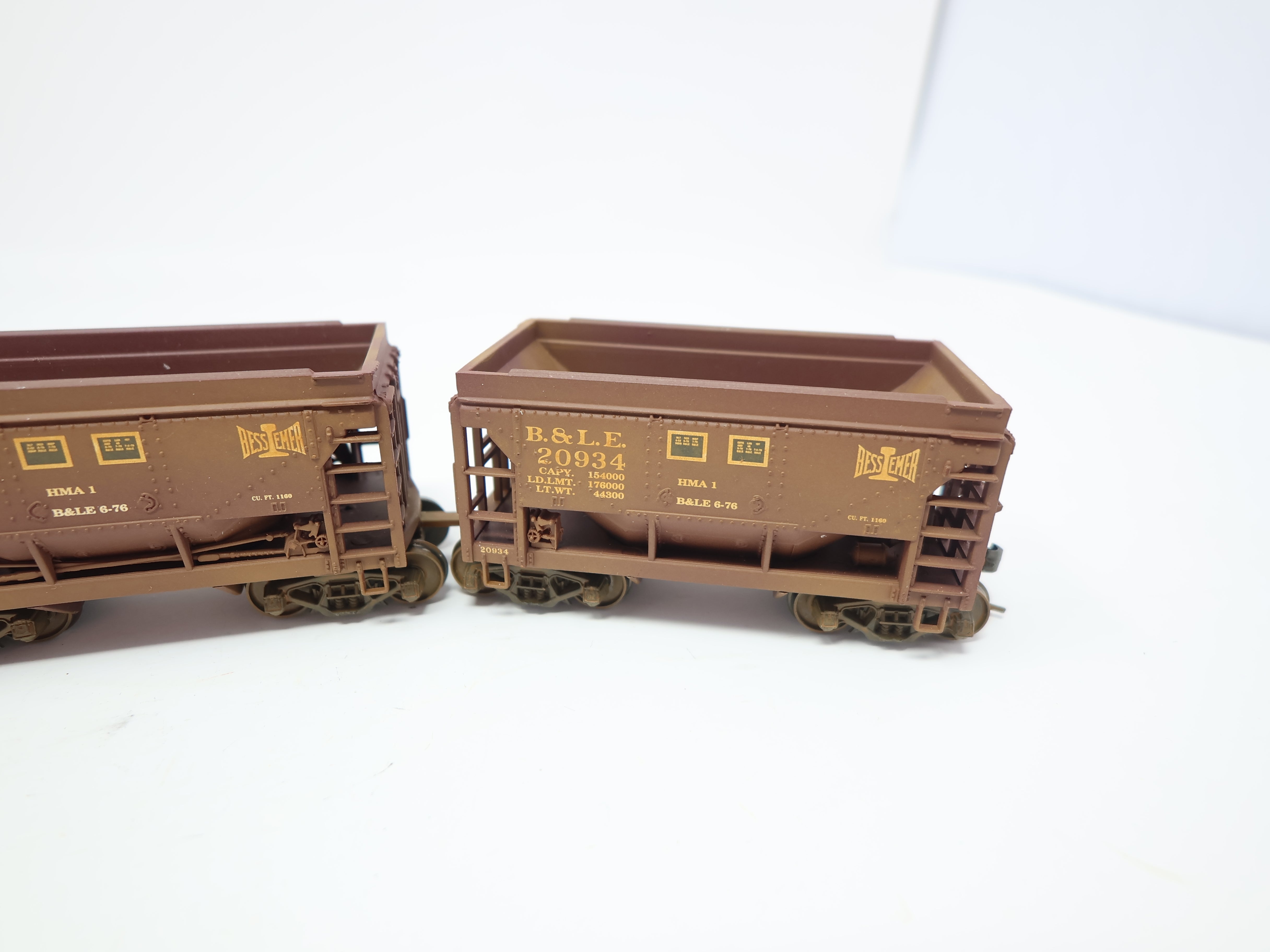 USED HO Scale, 4 Ore Cars, Bessemer & Lake Erie B&LE , Weathered Set 7