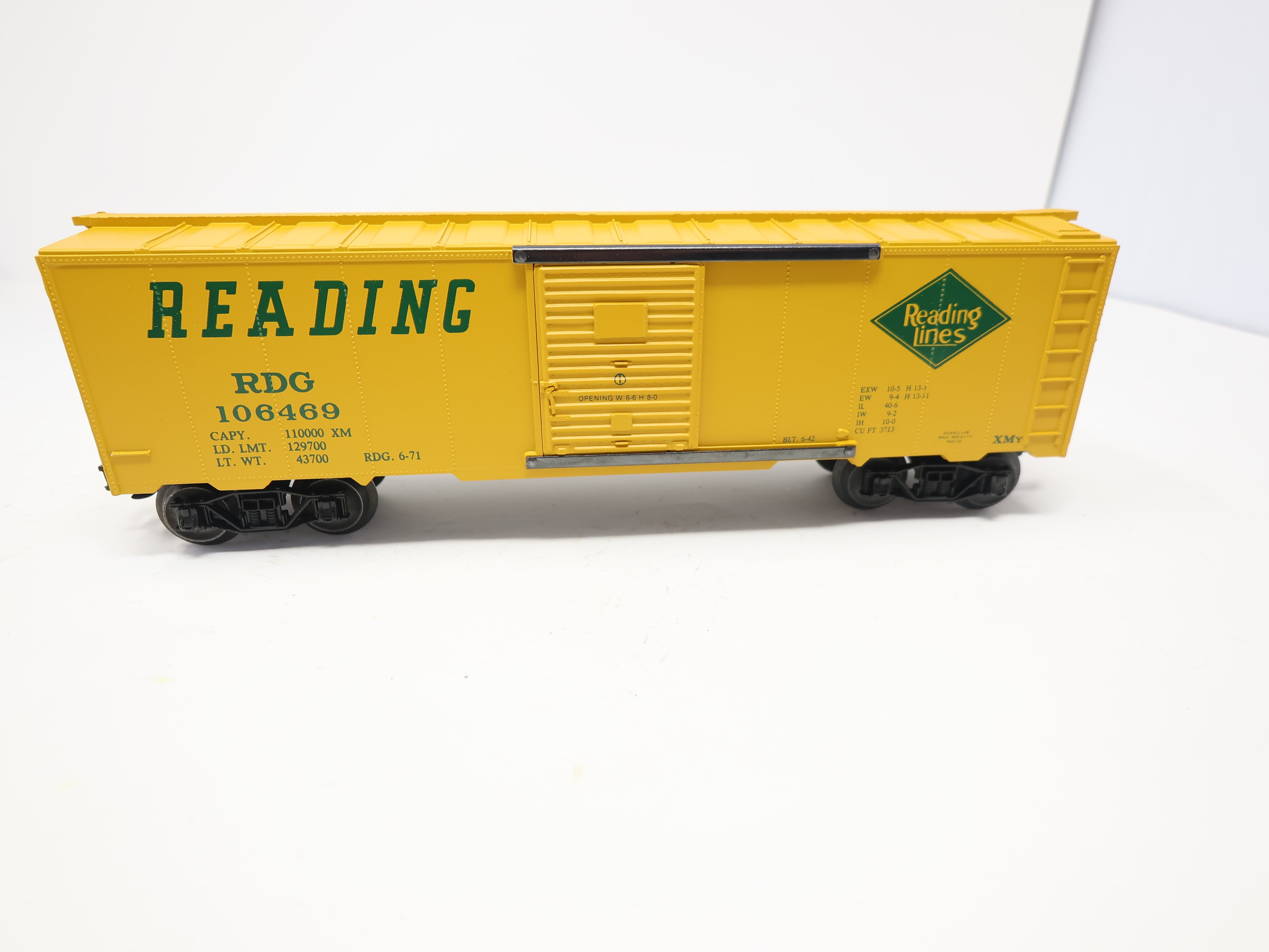 USED O, Box Car Yellow, Reading RDG #106469, Franks Roundhouse Custom Painted Car