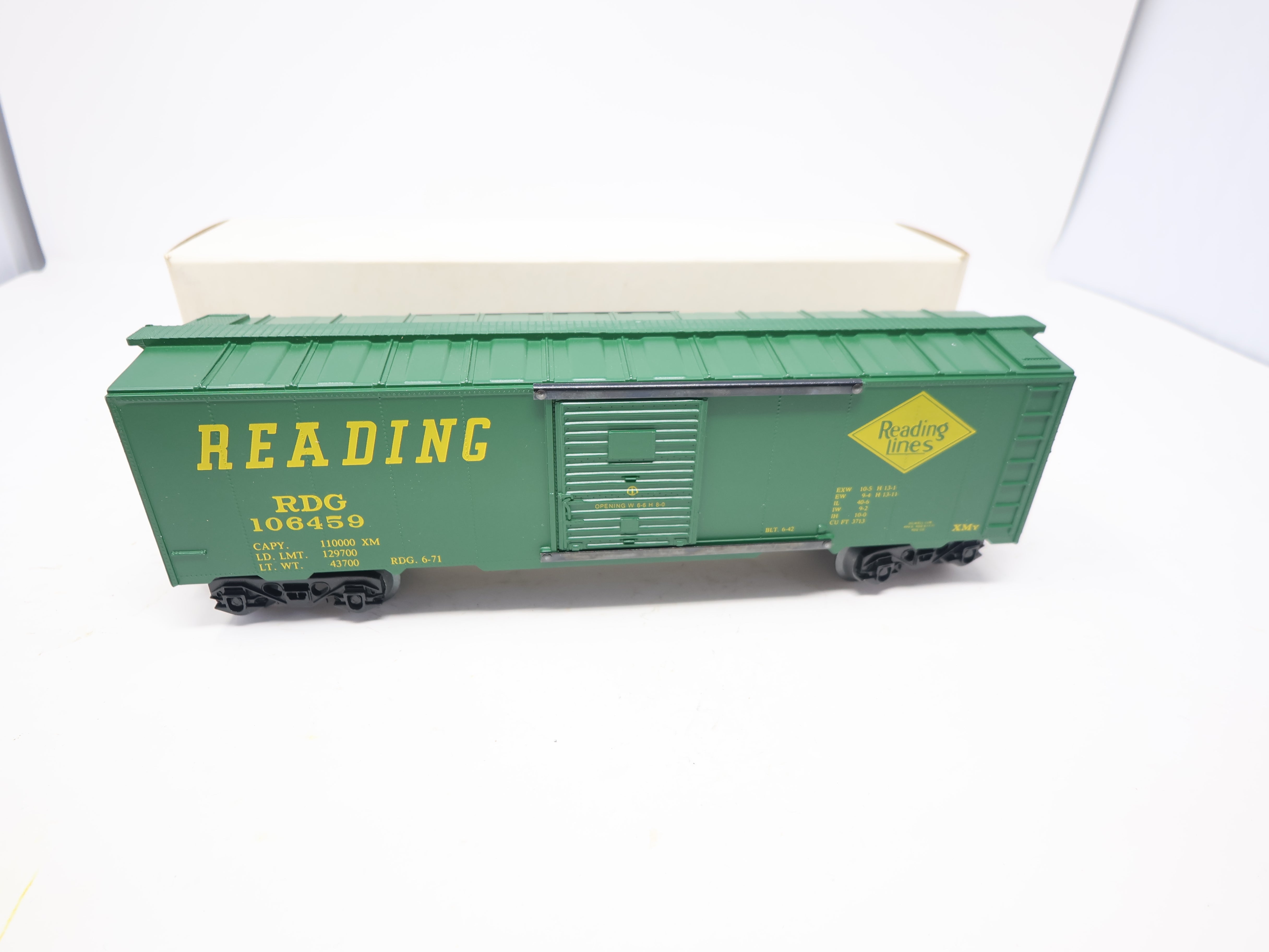 USED O, Box Car Green, Reading RDG #106459, Franks Roundhouse Custom Painted Car